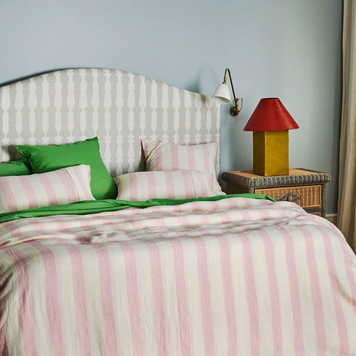 Candy Stripe Linen Pillowcases - Soft Breathable Bedding Set of 2 for Home Decor & Guest Room Styling