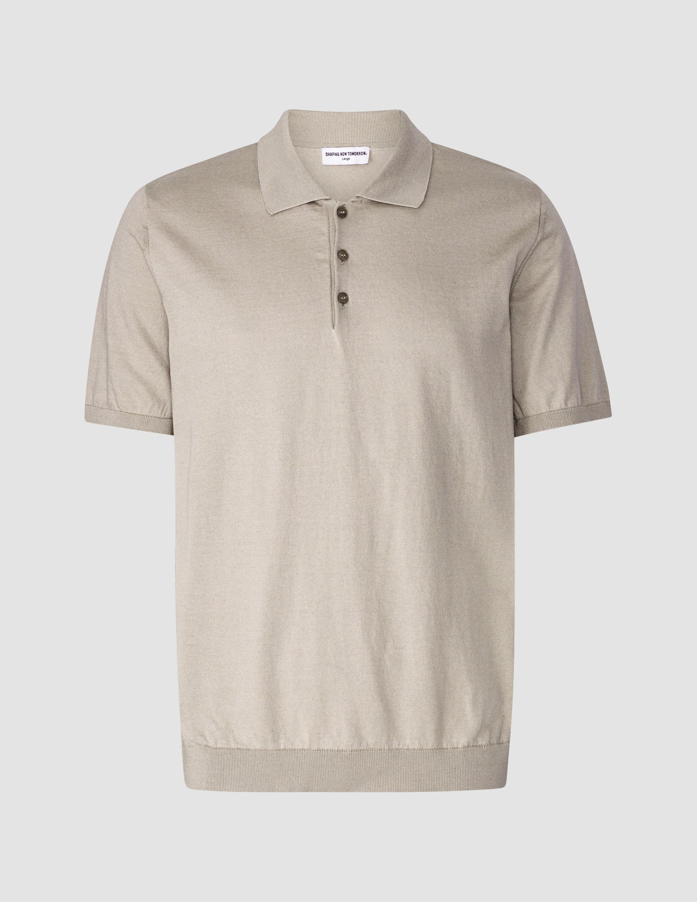 Premium Silk & Cotton Blend Short Sleeve Polo Shirt for Men - Light Grey - Business Casual & Summer Wear