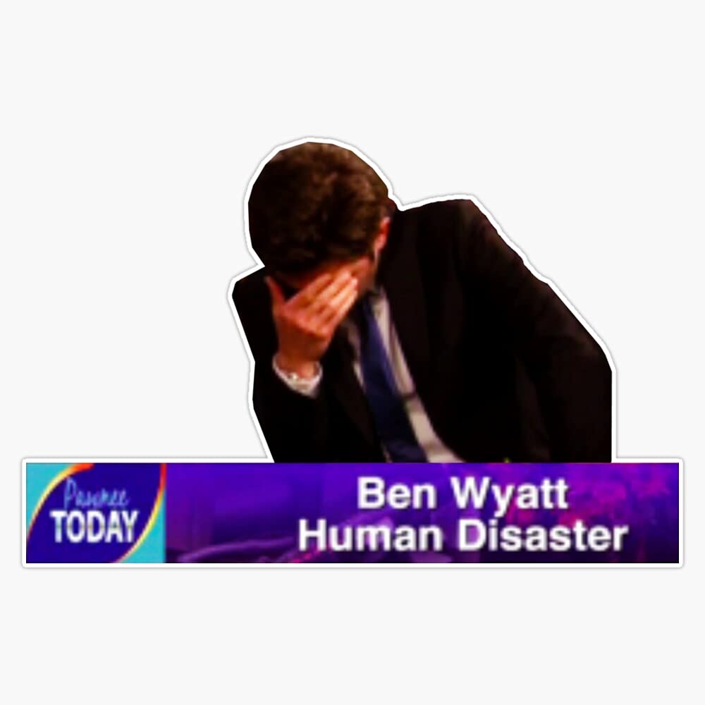Ben Wyatt Human Disaster Vinyl Decal Sticker - Waterproof Car Bumper Sticker 5 Inch - Perfect for Cars, Laptops & Water Bottles - Funny Office Gift & Pop Culture Fan Accessory