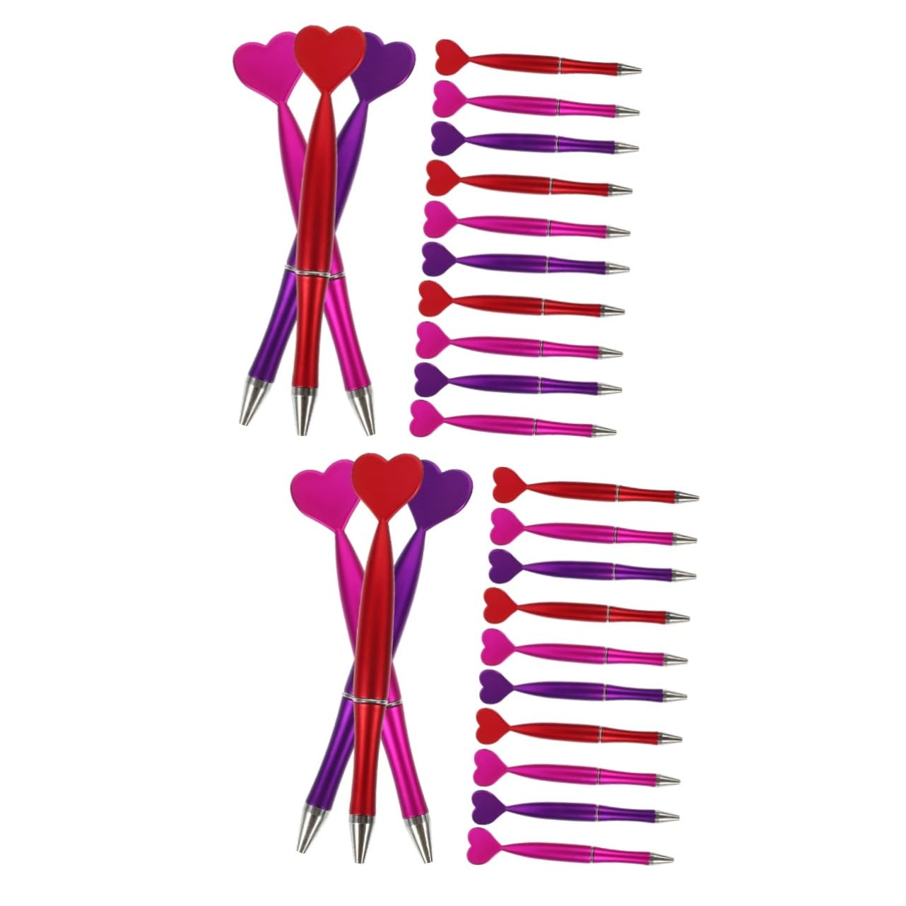 DIYEAH 2 Sets Heart-Shaped Ergonomic Ballpoint Pens - Comfortable Grip for Kids, Students & Office Use - 96 Pens Total (48pcs x 2) - Perfect for School, Gift Giving & Everyday Writing