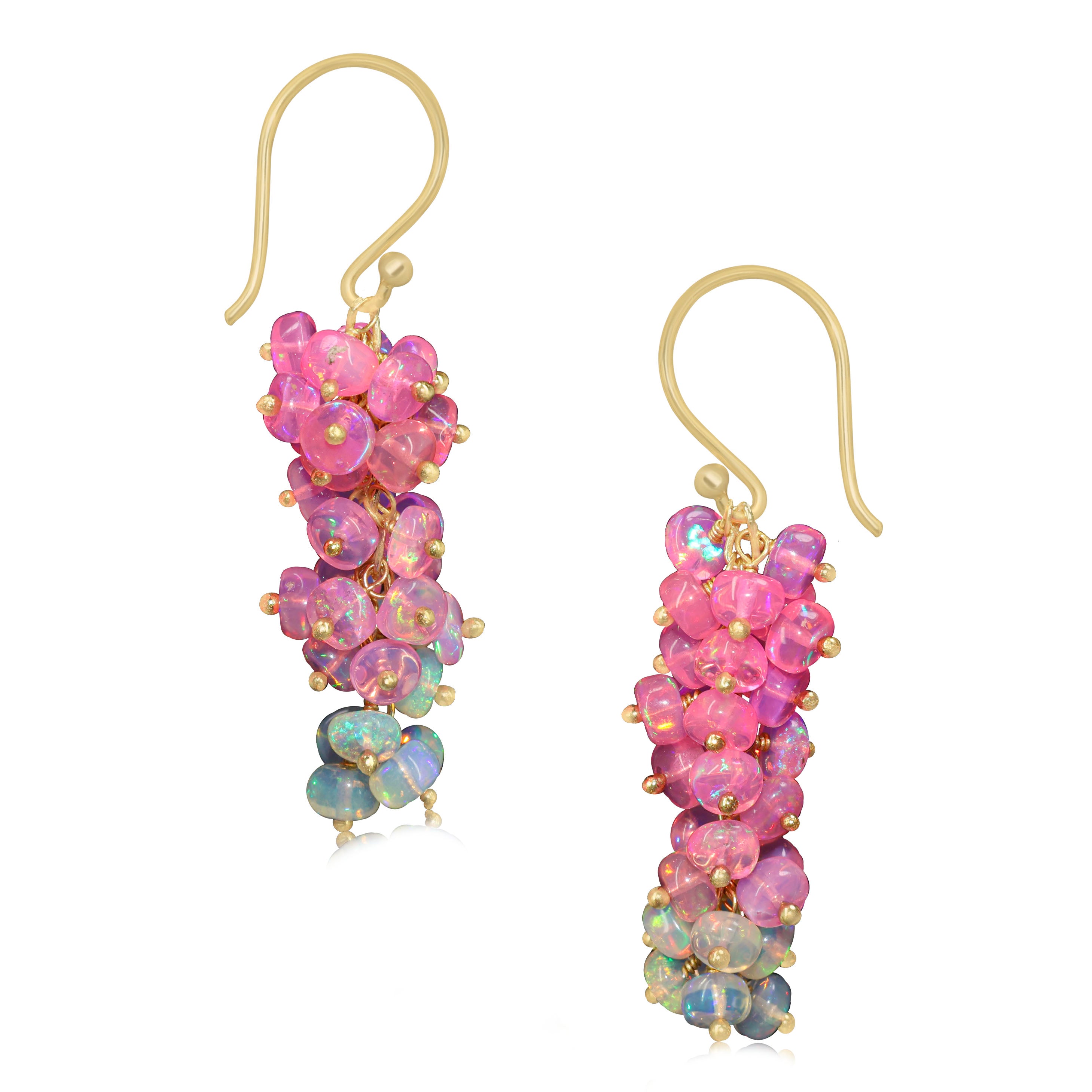Natural Pink Opal Beaded Cluster Handmade Earrings for Women | Boho Chic Jewelry | Gift for Her | Perfect for Parties, Weddings & Everyday Wear