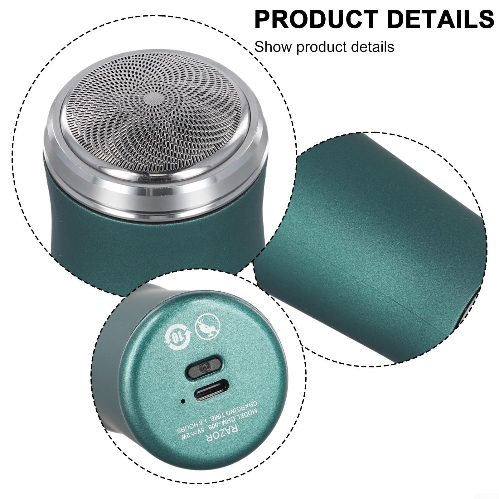 Mini Electric Shavers for Men - Wet/Dry Rechargeable & Washable Face, Chest & Leg Shaver - Travel Size Portable Grooming Kit for Home, Car & Business Trips - Green (Ideal for Daily Use & On-the-Go Grooming)