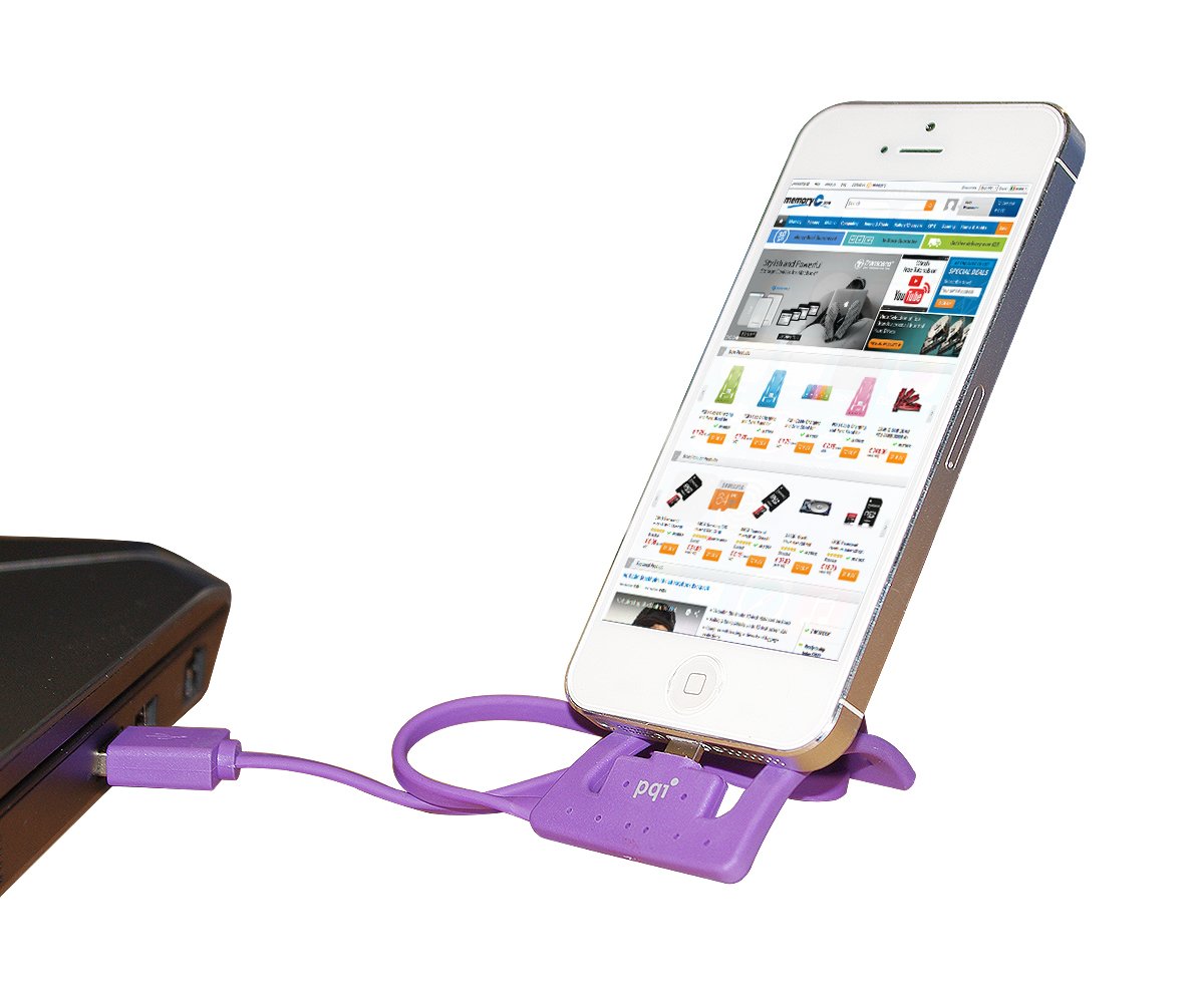 PQI i-Cable Charging and Sync Stand for iPhone & iPad - Fast Charging Dock with Lightning Cable | Blue Edition | Perfect for Home, Office & Travel Use