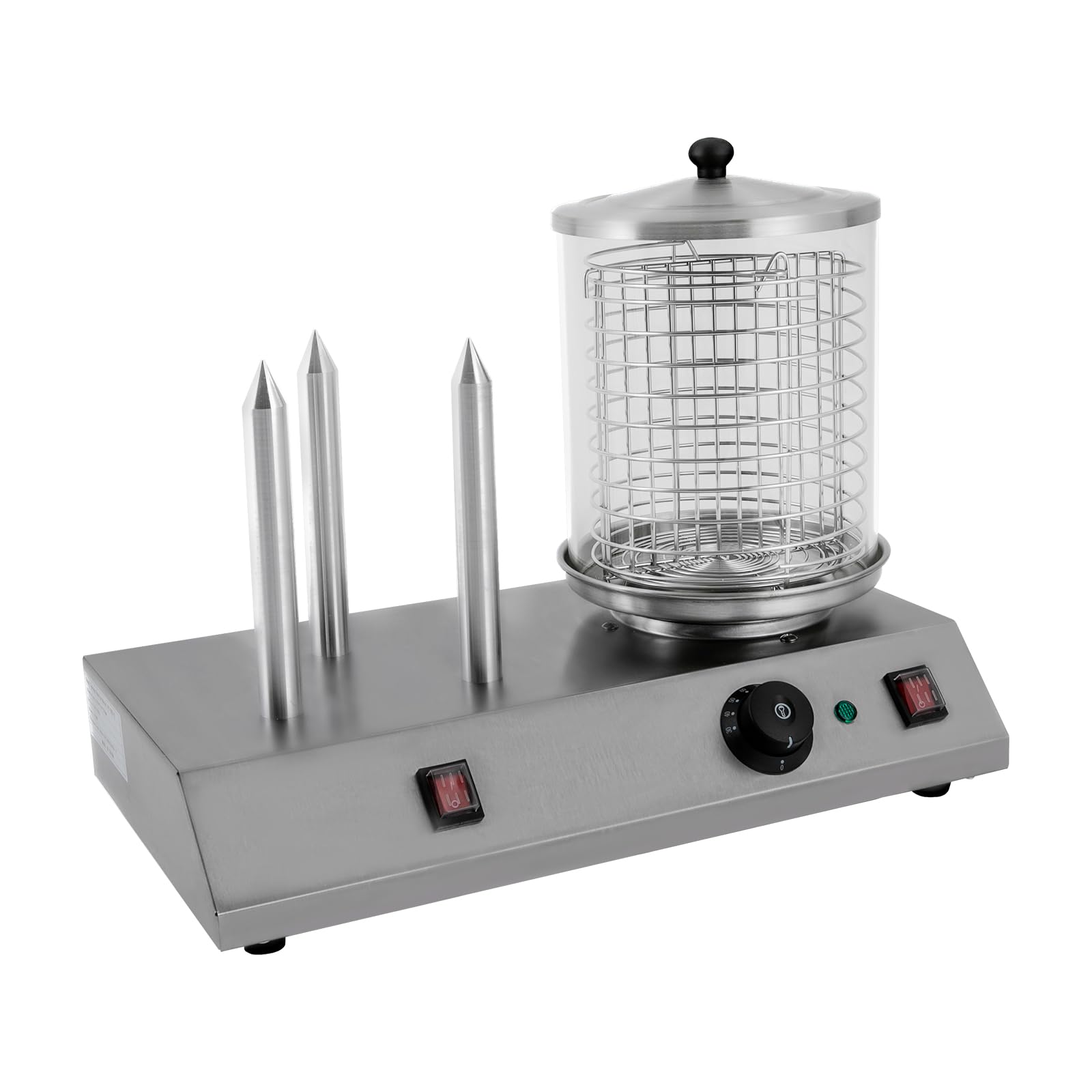 Commercial & Household Electric Hot Dog Steamer Machine - 408W 110V Stainless Steel Hot Dog & Bun Warmer for Restaurants, Food Trucks and Home Parties