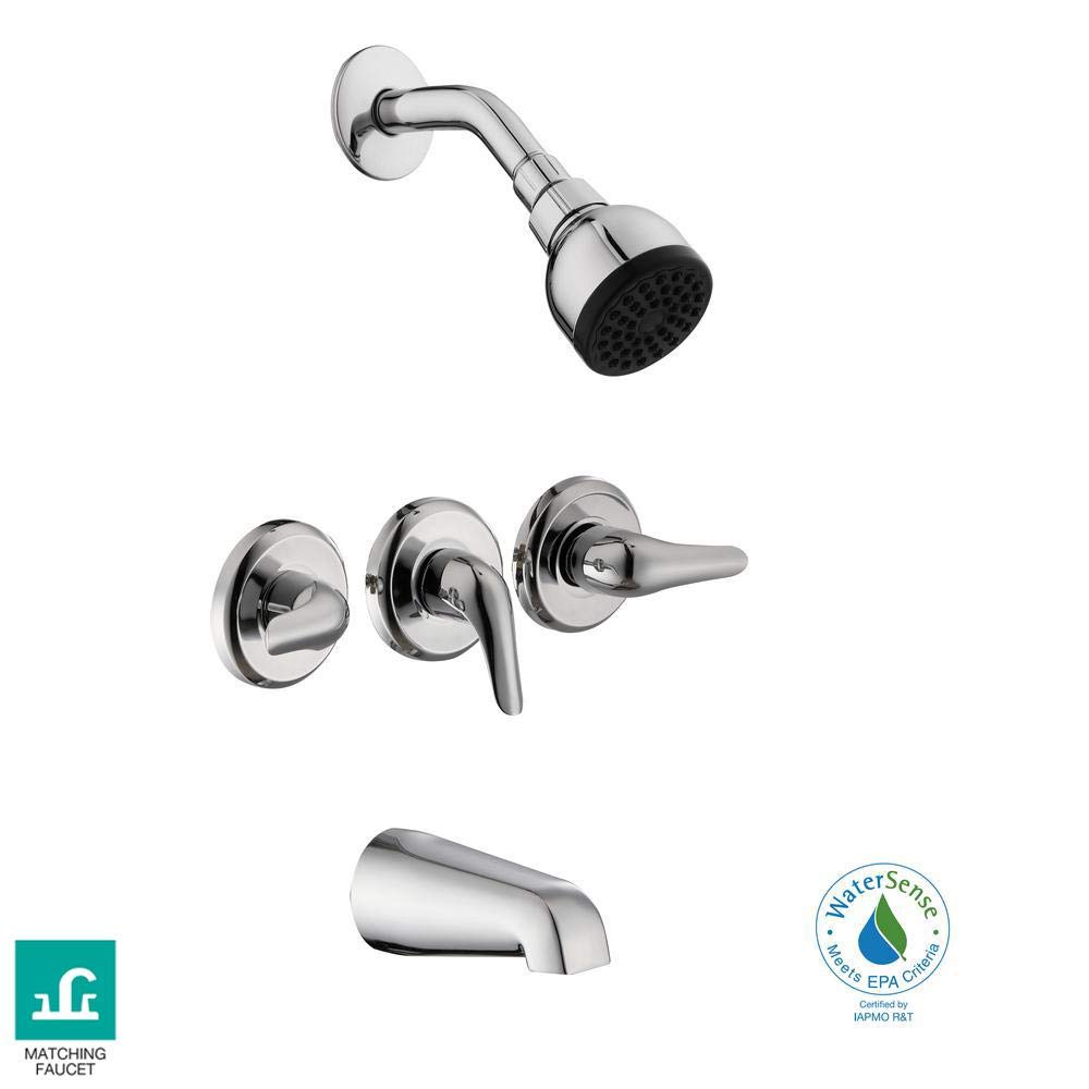 Glacier Bay Aragon 3-Handle 1-Spray Chrome Tub and Shower Faucet with Valve - Perfect for Bathroom Renovation and Modern Home Upgrade