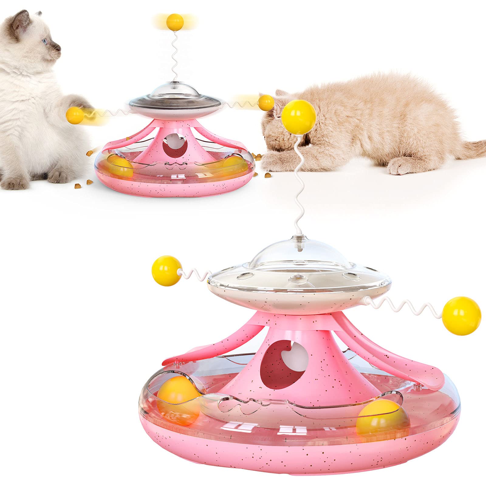 Interactive Cat Treat Ball Toy with Food Dispenser - Self-Rotating Tumbler for Indoor Cats - Fun Pet Puzzle Feeder for Mental Stimulation & Playtime (Great for Boredom Relief & Training Rewards)
