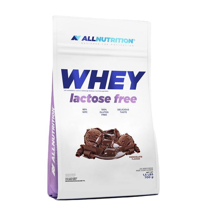 Allnutrition Whey Protein Powder Lactose Free - Chocolate Flavor 700g for Muscle Recovery & Post-Workout Nutrition