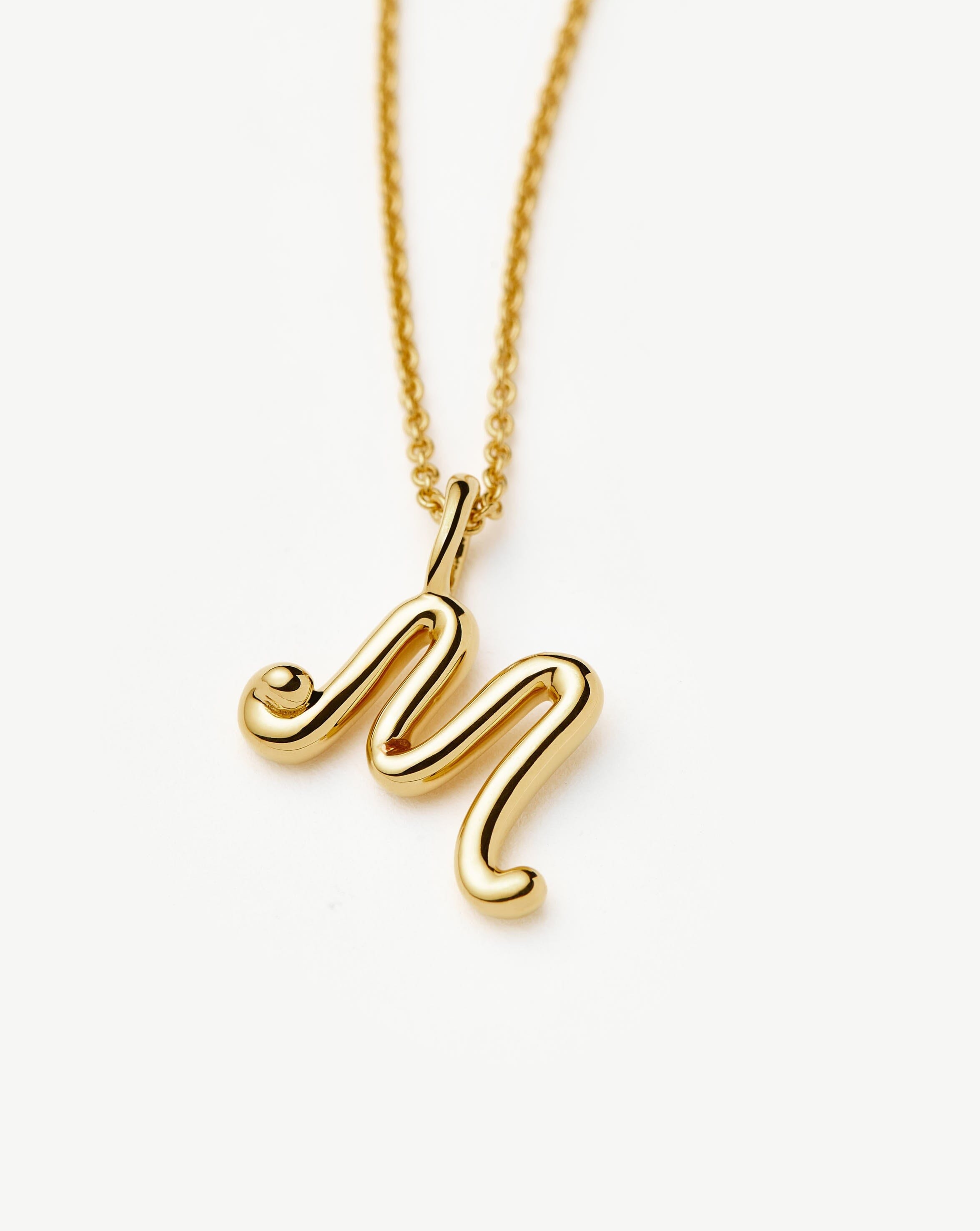 Curly Molten Mini Initial Necklace - 18k Gold Vermeil | Personalized Monogram Jewelry for Women | Perfect for Gifts, Anniversaries & Everyday Wear