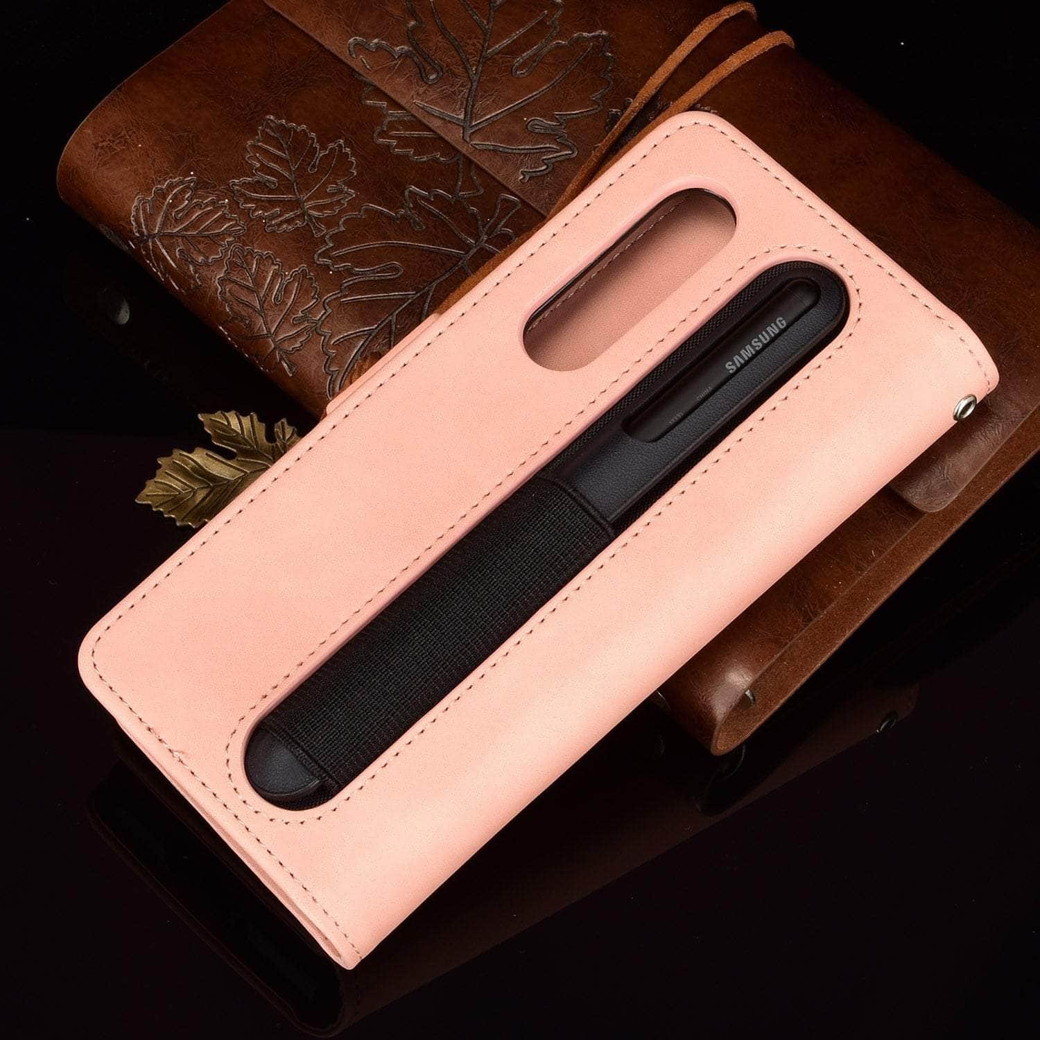 Premium Vegan Leather Case for Samsung Galaxy Z Fold 3 with S Pen Slot - Slim Protective Cover for Work, Travel & Everyday Use