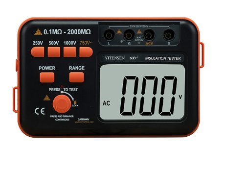 Victor 60B+ Digital Insulation Resistance Tester - 0.1MΩ~2000MΩ Range, 250V-1000V Voltage, Overload Protection, Continuity Test | Professional Electrical Testing Equipment for Home, Industrial & Commercial Use