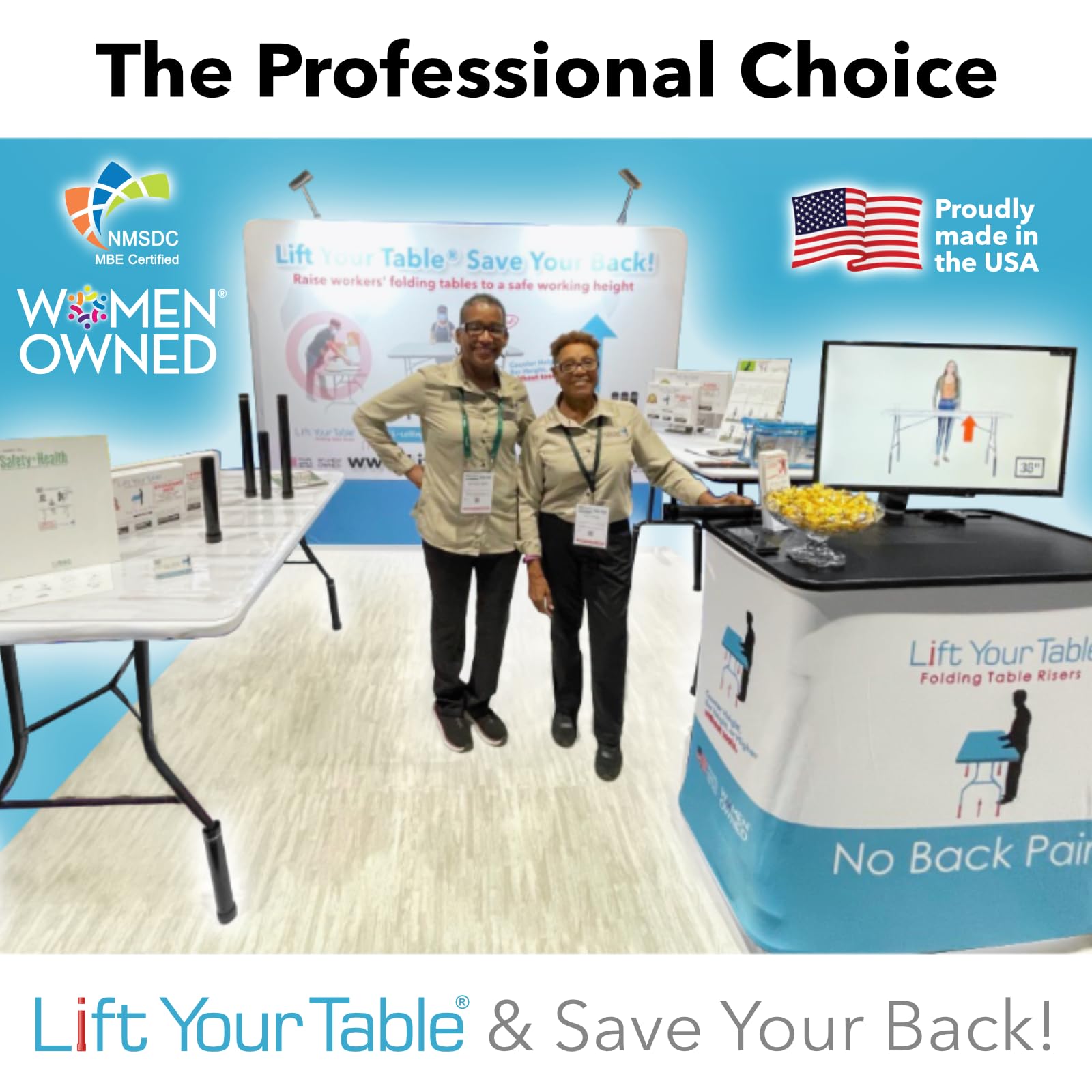Lift Your Table® Folding Table Risers - Counter Height for Straight Leg Tables | Durable & Portable Set of 4 | Perfect for Outdoor Dining & Events
