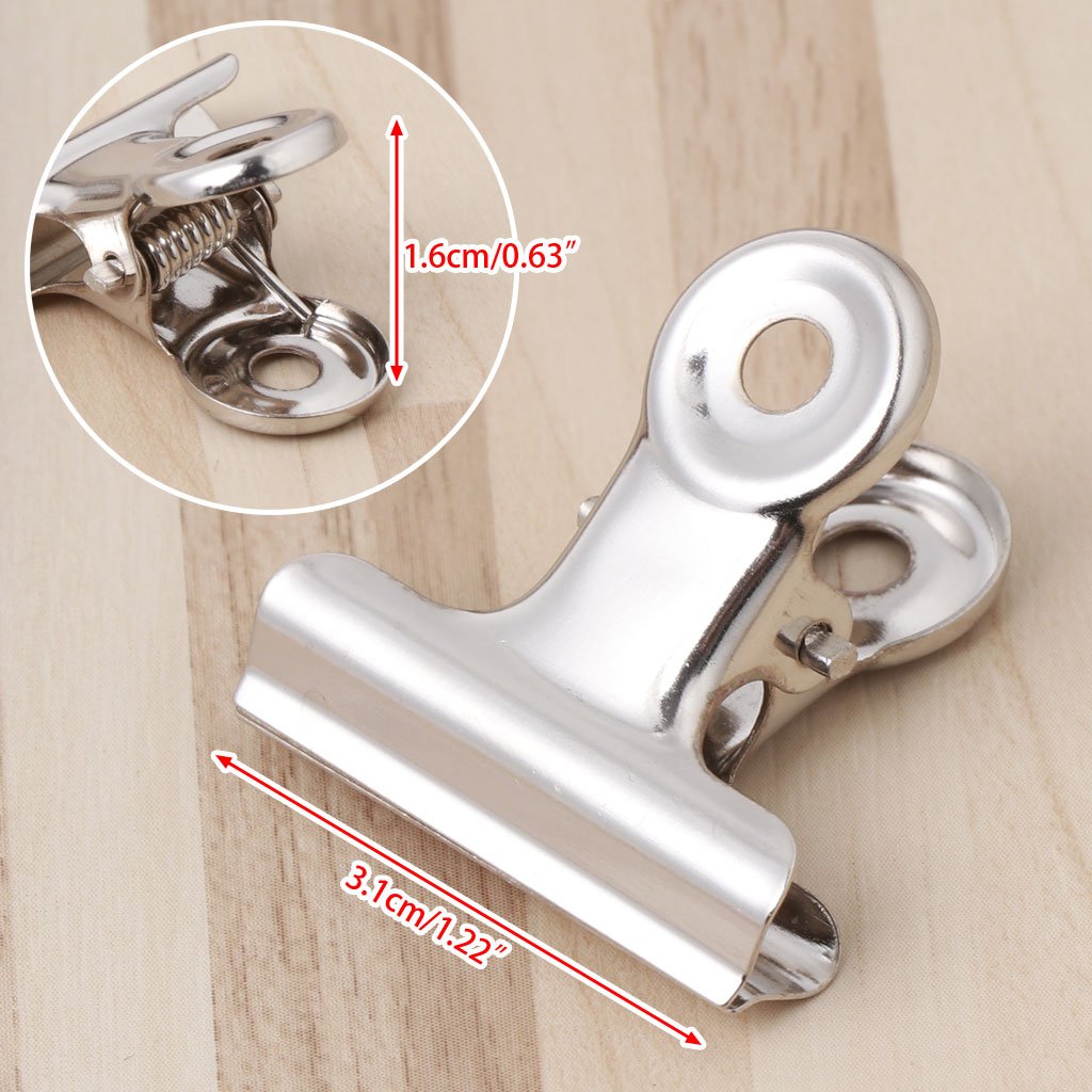 10 Pack Heavy Duty Metal Binder Clips - 1.22 Inch (3.1cm) Bulldog Clips for Office, School, Kitchen - Perfect for Organizing Documents, Sealing Food Bags, Holding Tickets & Papers