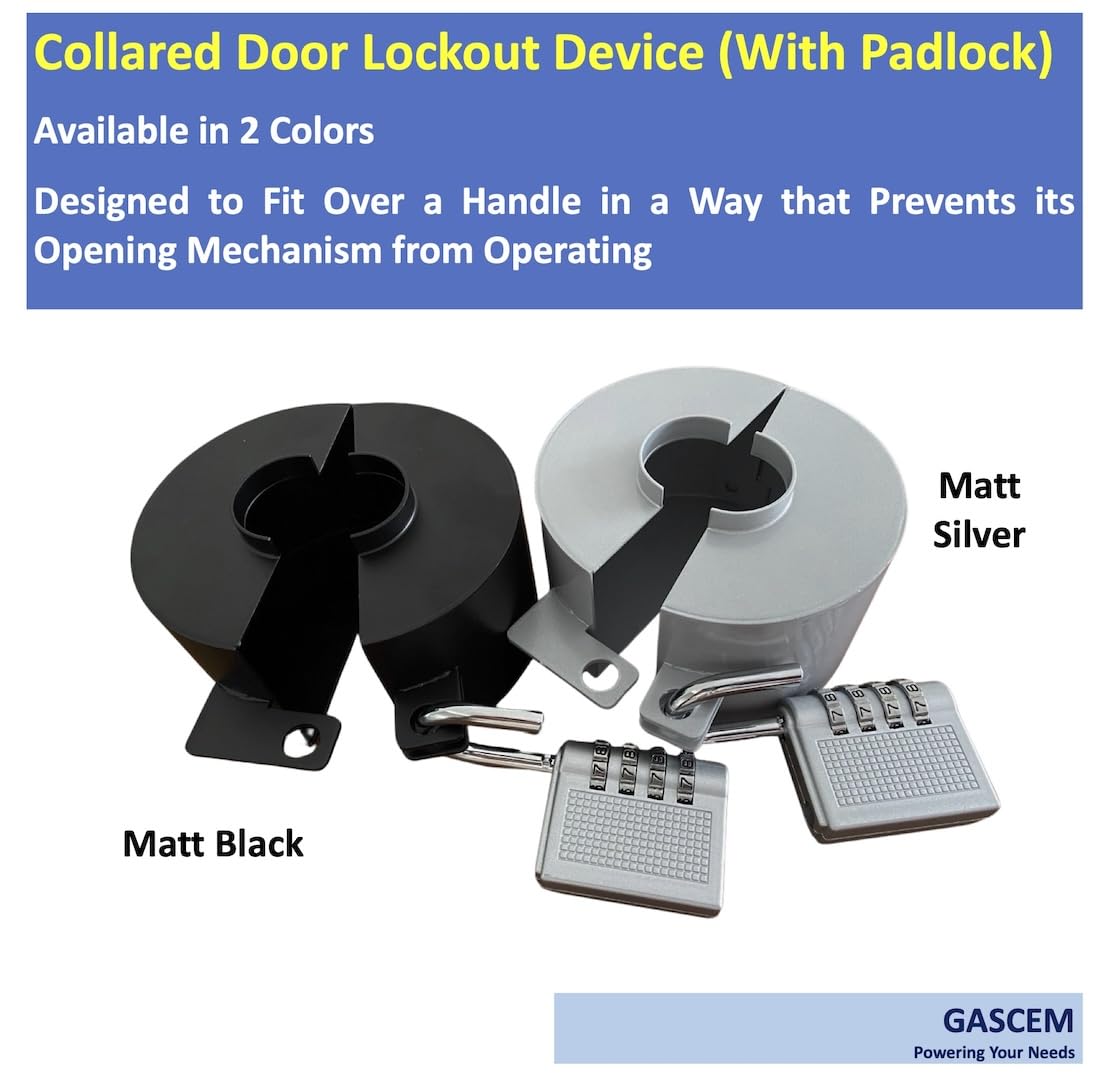 Matt Black Door Knob Lockout Device with Padlock - Childproof Door Handle Lock for Home Security | Prevents Doorknob Turning & Keyhole Access | Ideal for Child Safety, Pet Protection & Privacy in Bedrooms/Bathrooms