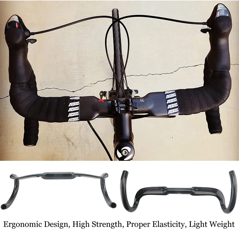 Carbon Fiber Road Bike Handlebars - 31.8mm 440mm Aero Drop Bars 3K Matte Black | Lightweight Racing Handlebars for Road Bikes | Perfect for Competitive Cycling & Long-Distance Rides