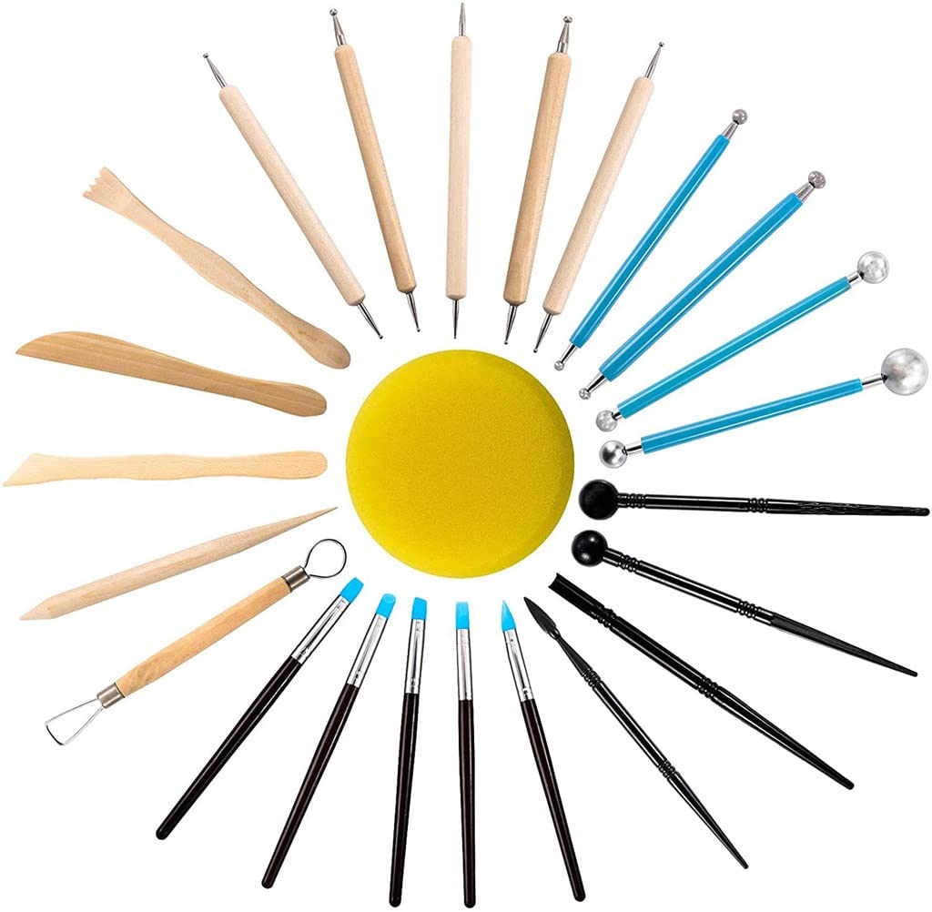 ASLR 24-Piece Pottery Tools Kit for Sculpting, Carving & Modeling - Polymer Clay & Ceramic Supplies for Adults & Beginners - Perfect for DIY Crafts, Pottery Making & Art Projects