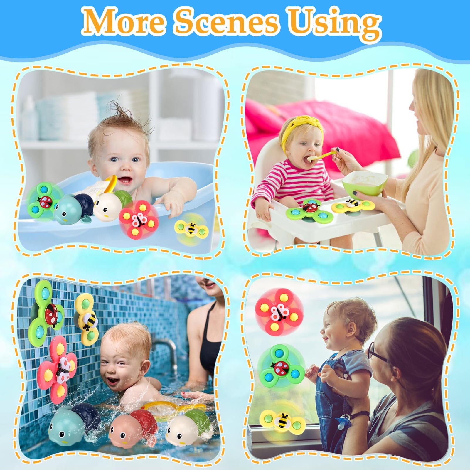 **Best Bath Toys for Kids Ages 1-3 | Non-Toxic Bathtub Toys for Babies 6-18 Months | Suction Cup Fidget Spinner Toys for Toddlers 2-4 Years | Fun Baby Shower & Pool Water Play Gifts for Boys & Girls | Perfect Birthday & Holiday Present**    *(Use for bathtime fun, sensory play, pool parties, and early learning development!)*