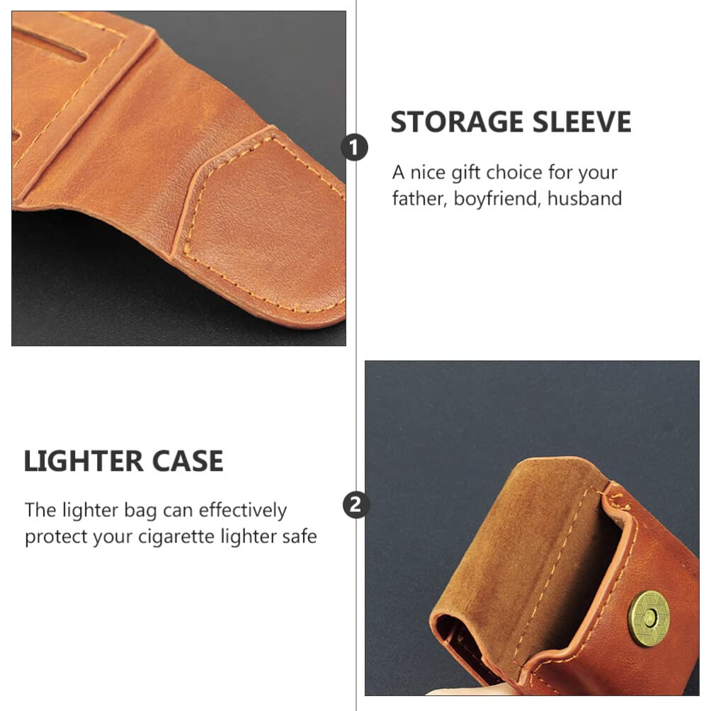 BESTonZON Genuine Leather Lighter Case with Magnetic Buckle - Handcrafted Cowhide Pouch Holder for Zippo Lighters, Belt Pouch Waist Bag & Coin Purse - Anti-Scratch Storage Case for Outdoor, Camping, Hiking & Costume Accessories (Brown)