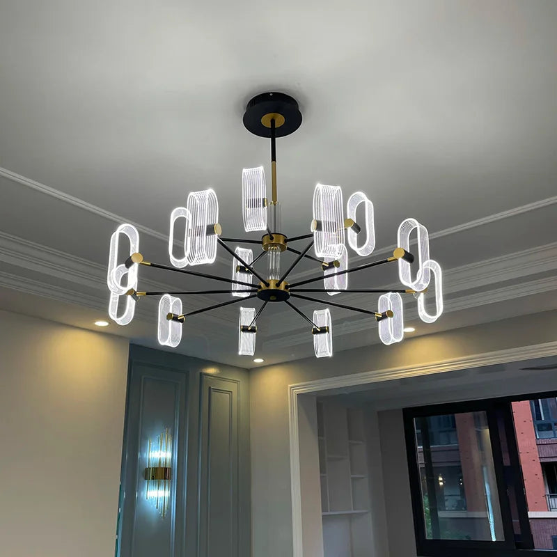 Modern Acrylic LED Chandelier with Remote Control - Dimmable Crystal Ceiling Light Fixture for Living Room, Bedroom & Dining Room Decor