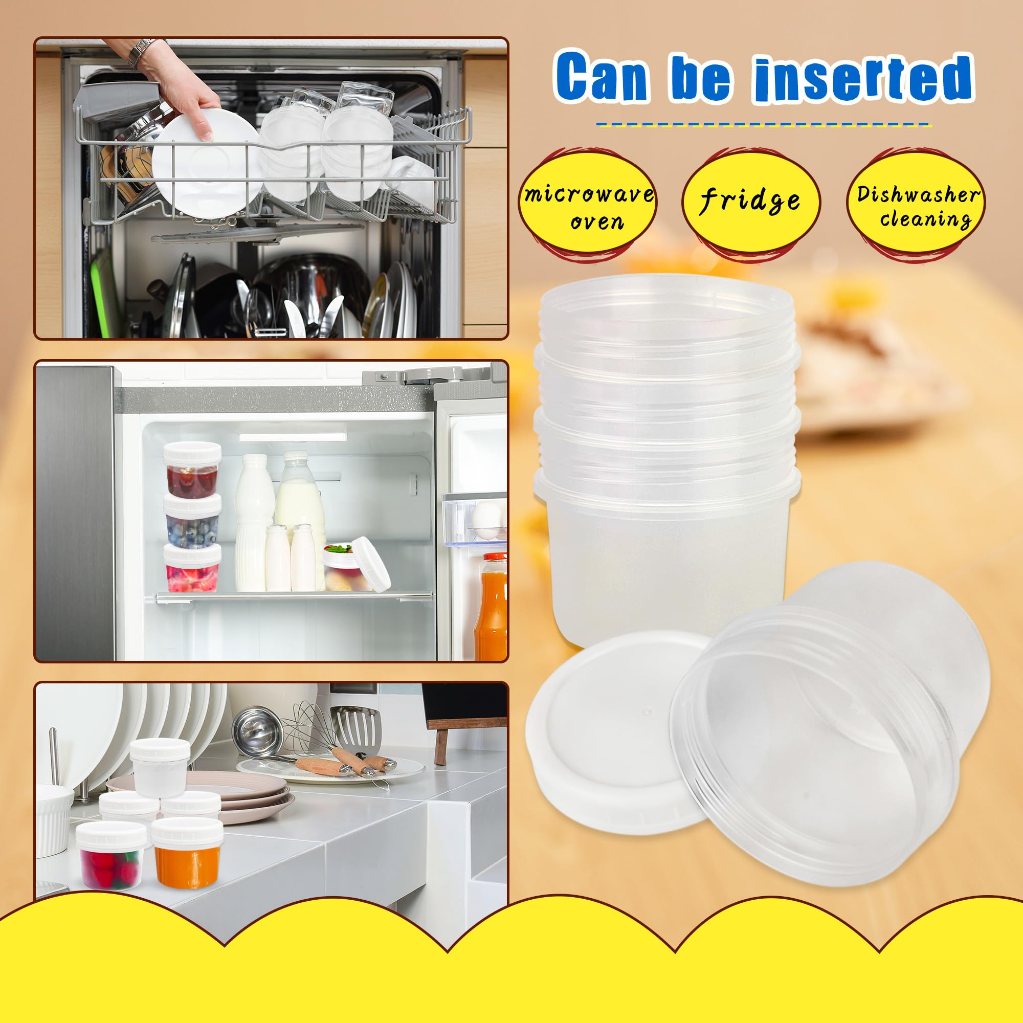30 Pack 5 oz Plastic Food Storage Containers with Screw Lids - Small Reusable Freezer Safe Containers, Leak Proof Jars for Fruit, Cake, Jam, Ice Cream - Perfect for Meal Prep, Leftovers & Pantry Organization