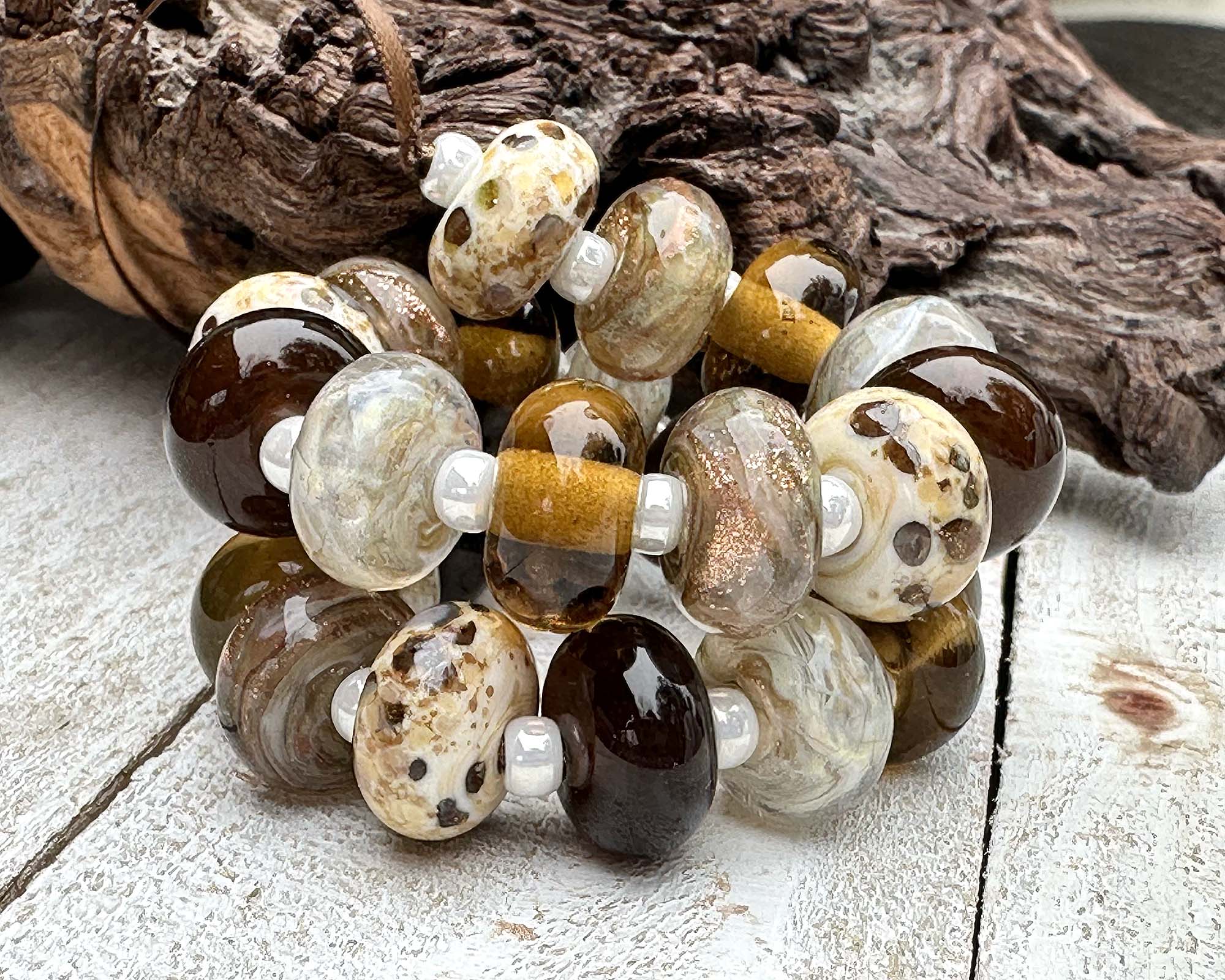 21PCS Brown Cocoa Sparkle Lampwork Glass Beads for Jewelry Making - DIY Bracelets, Necklaces, Earrings - Perfect for Crafting, Gifts & Home Decor