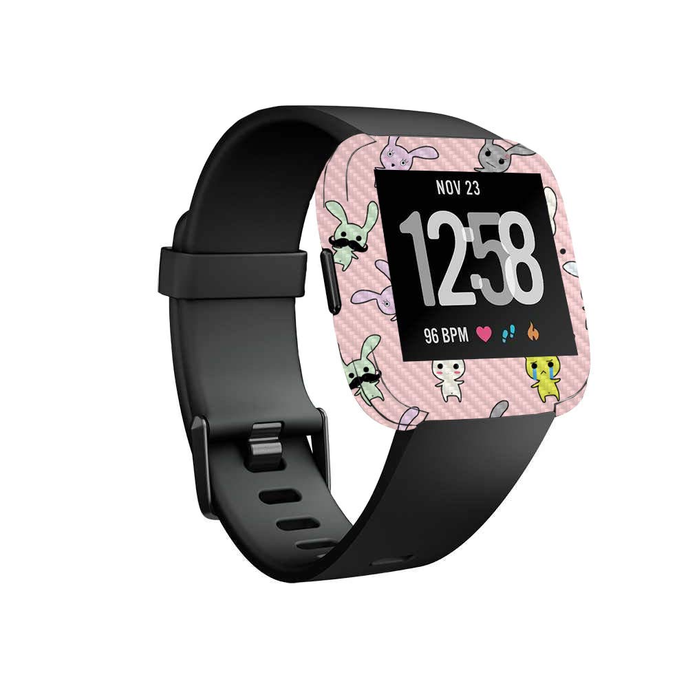 MightySkins Carbon Fiber Skin Protector for Fitbit Versa Smartwatch - Bunny Bunches Design | Durable Textured Finish | Easy to Apply & Remove | Made in USA | Perfect for Workouts, Running & Daily Wear