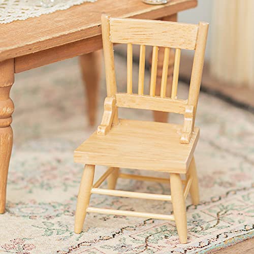 Miniature Oak Kitchen Chair for Dollhouse - Handcrafted Wooden Dollhouse Furniture - Perfect for Dollhouse Decor, DIY Miniature Projects, and Collectors