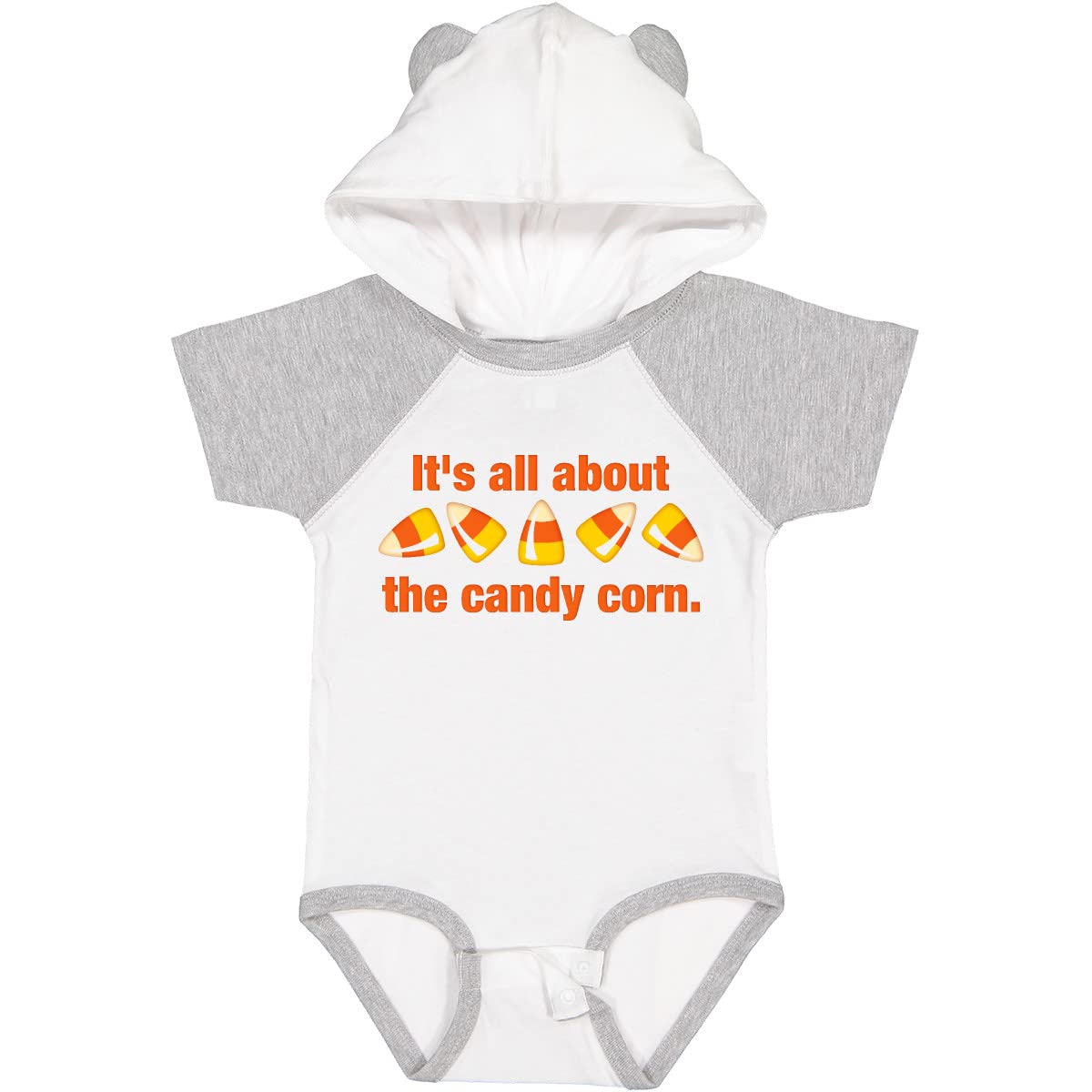 Inktastic All About the Candy Corn Baby Bodysuit - Cute Halloween Outfit for Infants & Toddlers - Soft Cotton Onesie for Fall Festivals & Trick-or-Treating