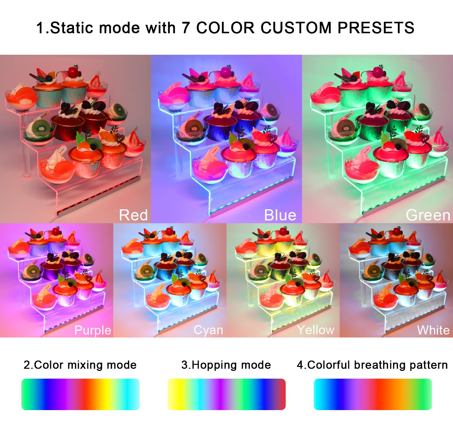 3-Tier Acrylic Perfume Display Stand with LED Lights - Clear Cologne Organizer for Men & Women, Multi-Purpose Shelf for Fragrances, Figures, Cupcakes & Desserts - Perfect for Vanity, Bathroom & Retail Store Displays
