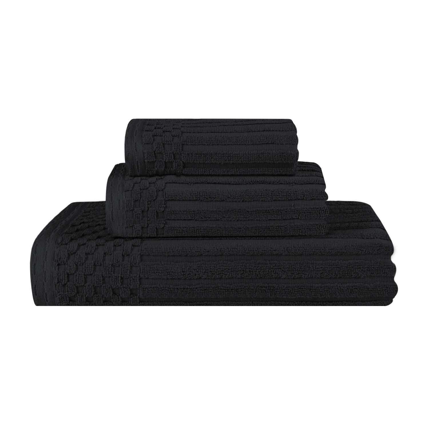Premium Soho Ribbed Textured Cotton Bath Towel Set - Ultra Absorbent 3-Piece Towel Collection for Spa, Bathroom & Guest Use | Soft Luxury Towels for Home & Hotel