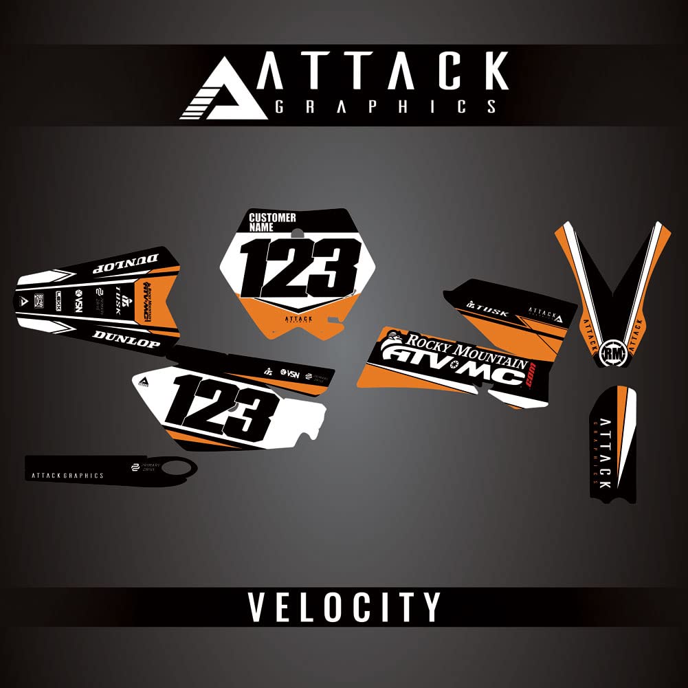 Attack Graphics Custom Velocity Complete Bike Graphics Kit for KTM 85 XC 2008 - High-Quality Dirt Bike Decals for Motocross Racing & Off-Road Adventures