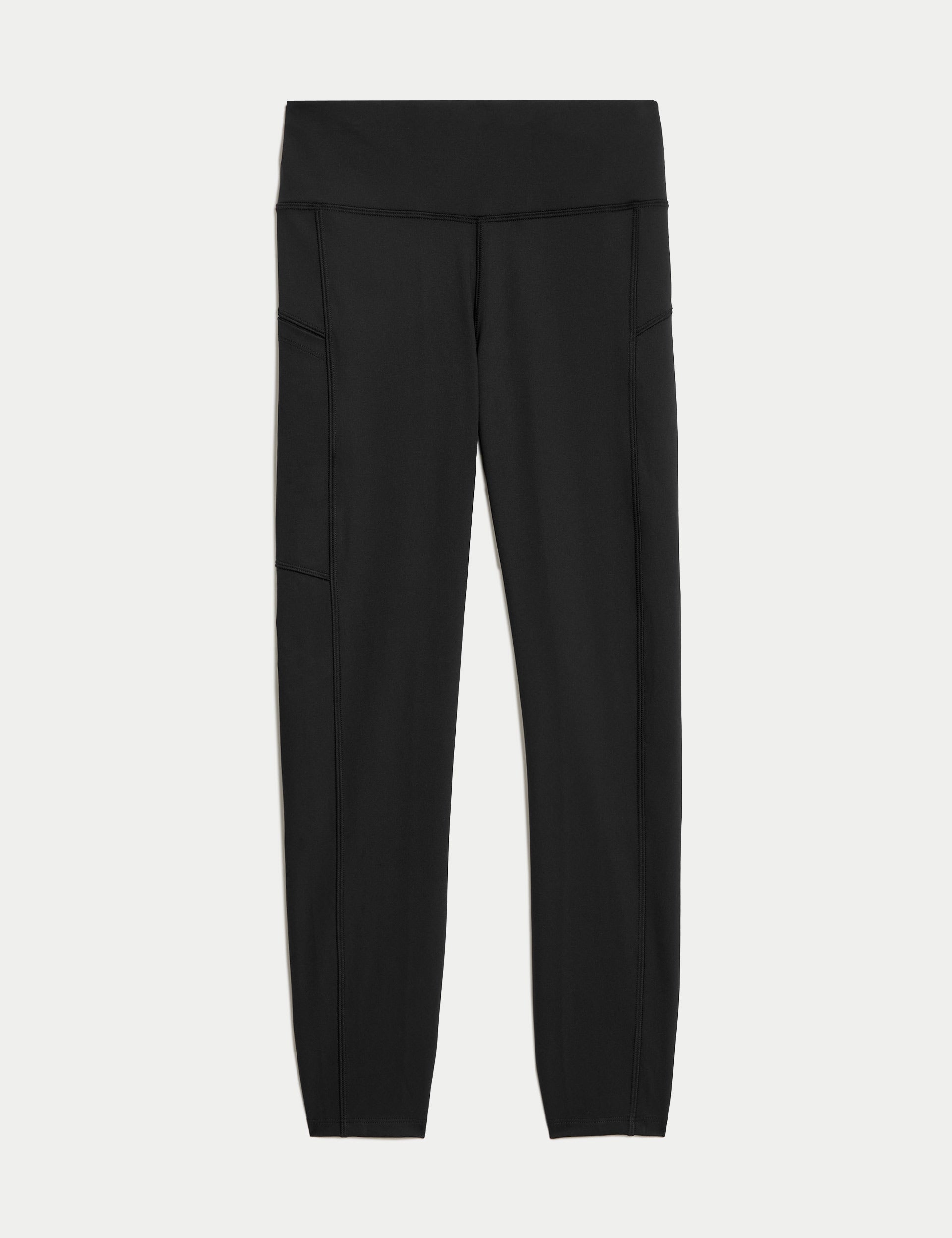 Go Move High Waisted 7/8 Gym Leggings for Women - Black Workout Yoga Pants with Tummy Control - Perfect for Running, Fitness & Lounge Wear