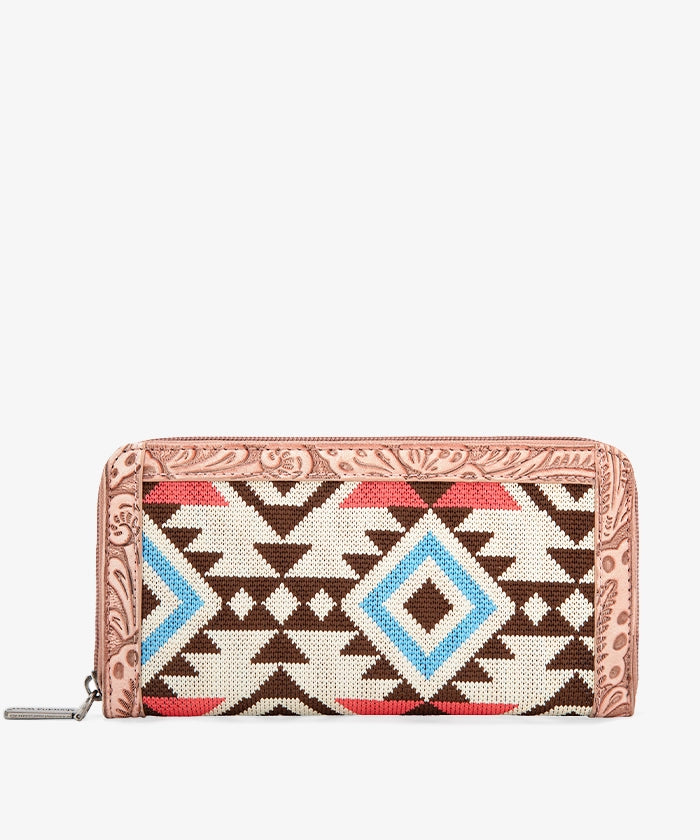 Montana West Southwestern Tooled Leather Wallet for Women - Stylish Cowhide Bifold with Card Slots & ID Window - Perfect for Everyday Use, Travel & Western Fashion