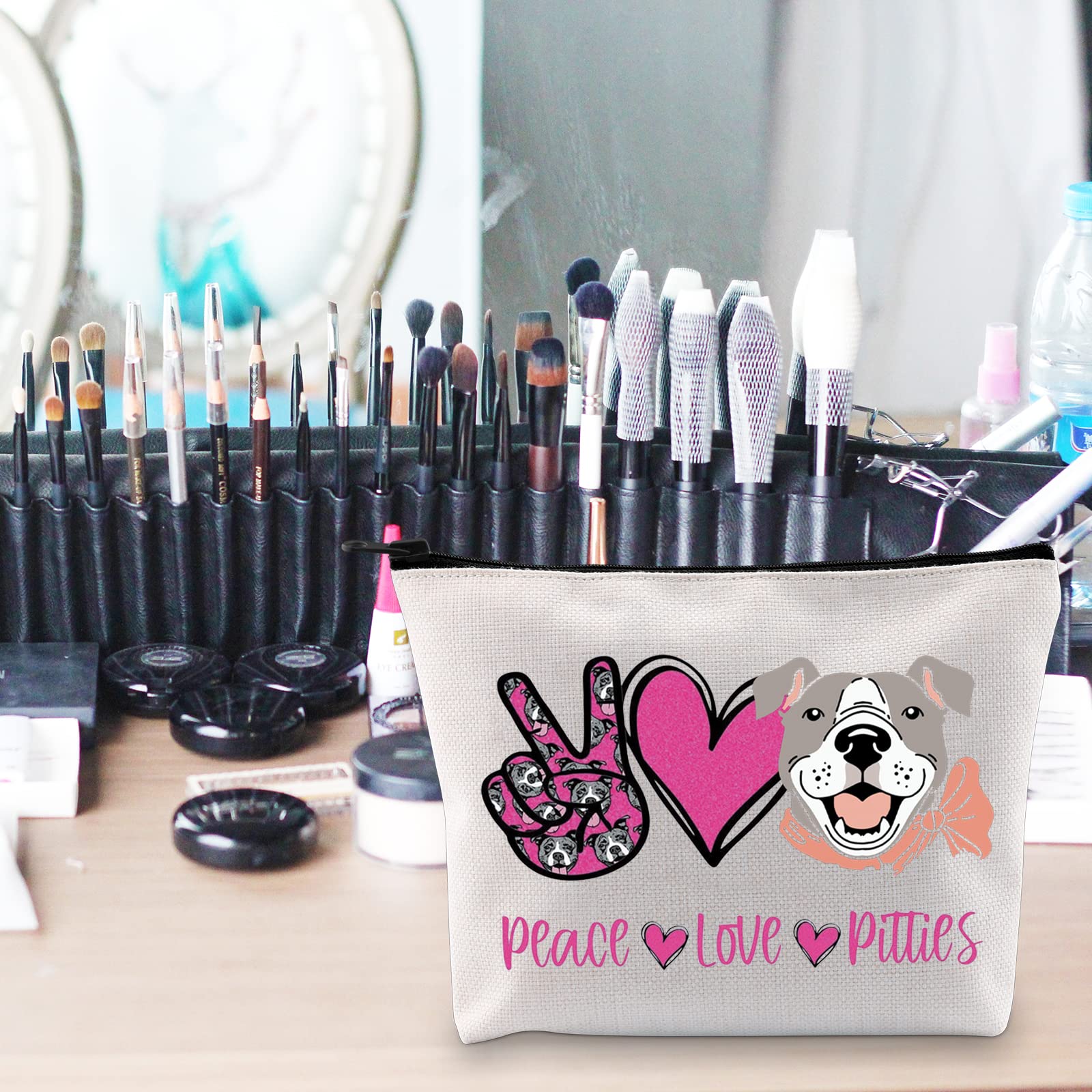 POFULL Pitbull Makeup Bag - Dog Lovers Gift for Pittie Moms - Travel & Storage