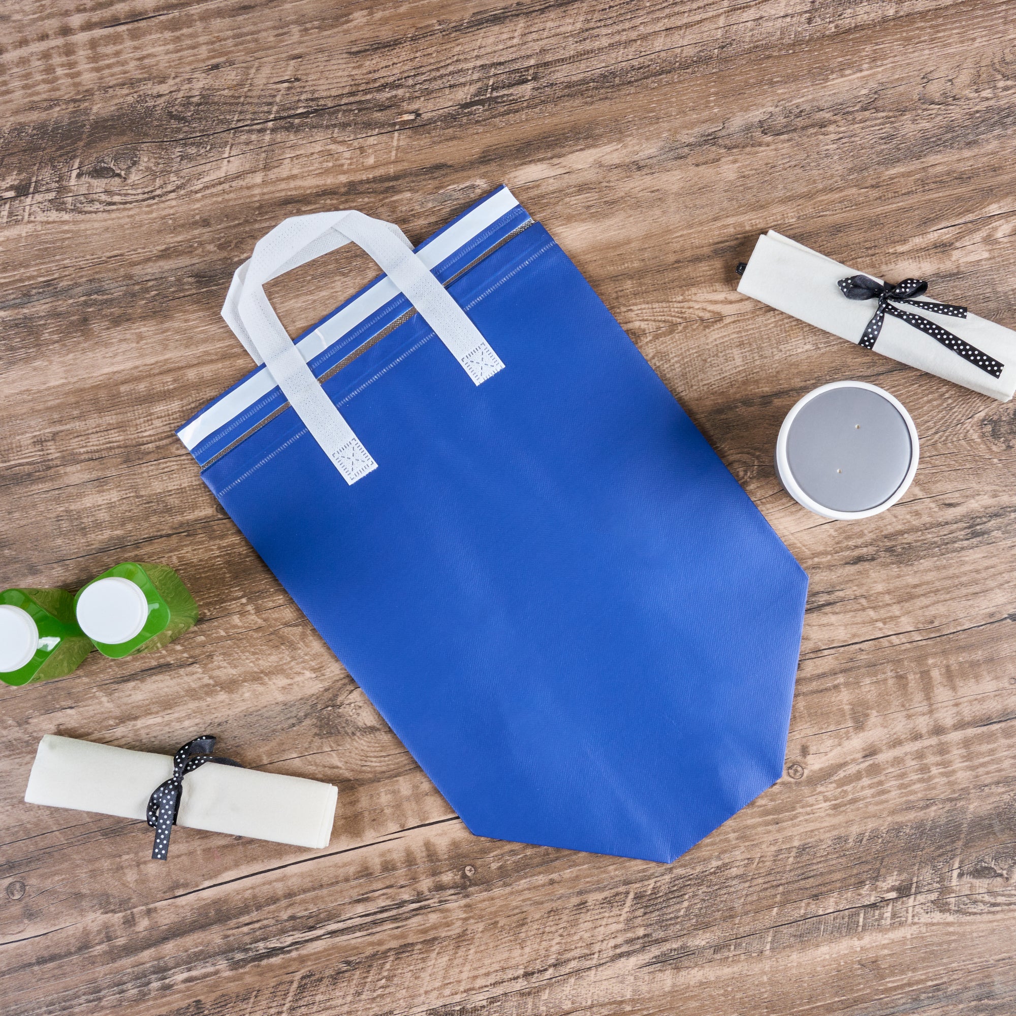 Blue Insulated Take Out Bags - Tamper Evident Food Delivery Bags 11.75