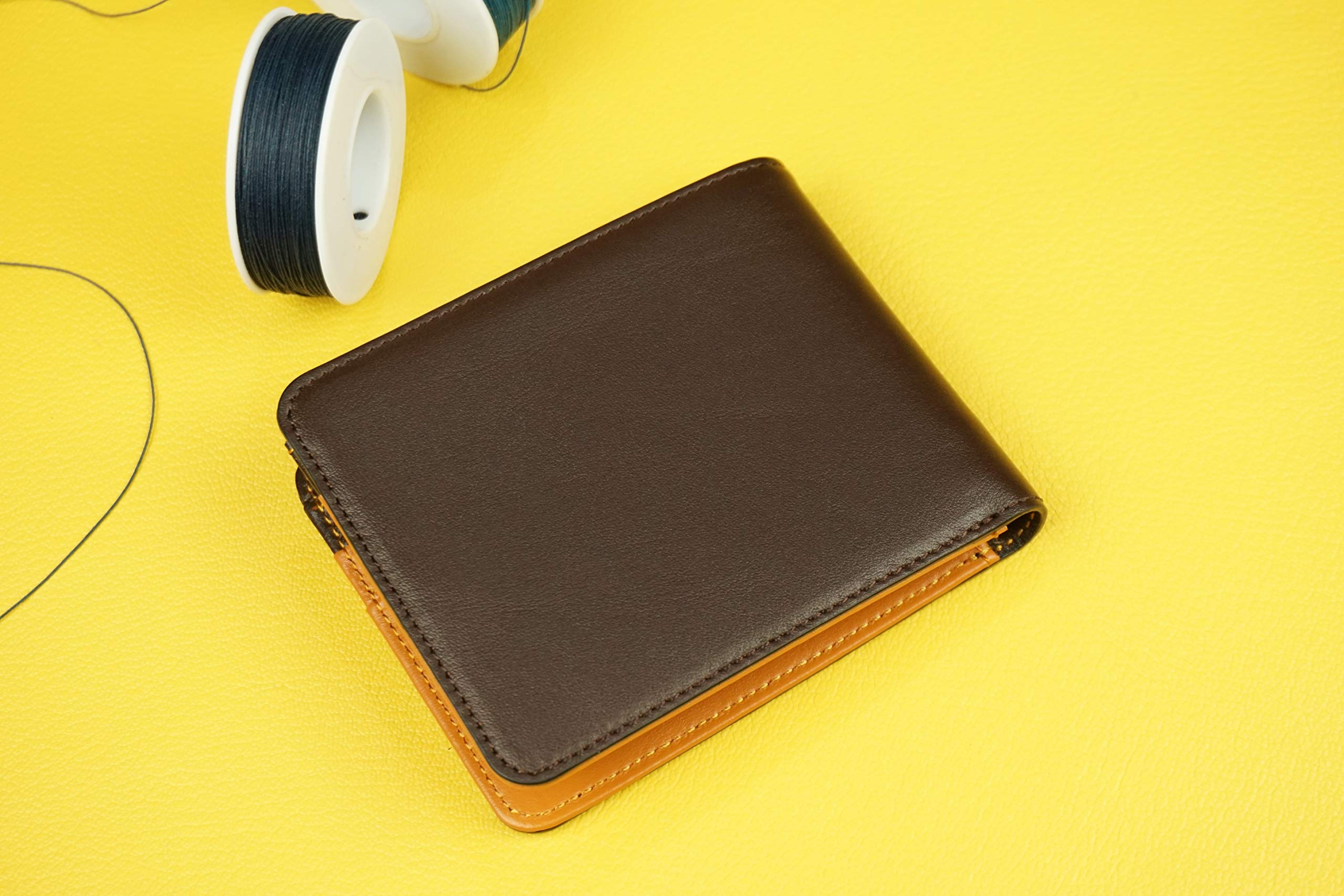 Premium Brown Chocolate Cow Leather Wallet for Men - Genuine Full Grain Leather Bifold Wallet - Stylish Men's Billfold Wallet - Perfect for Everyday Use, Business & Travel