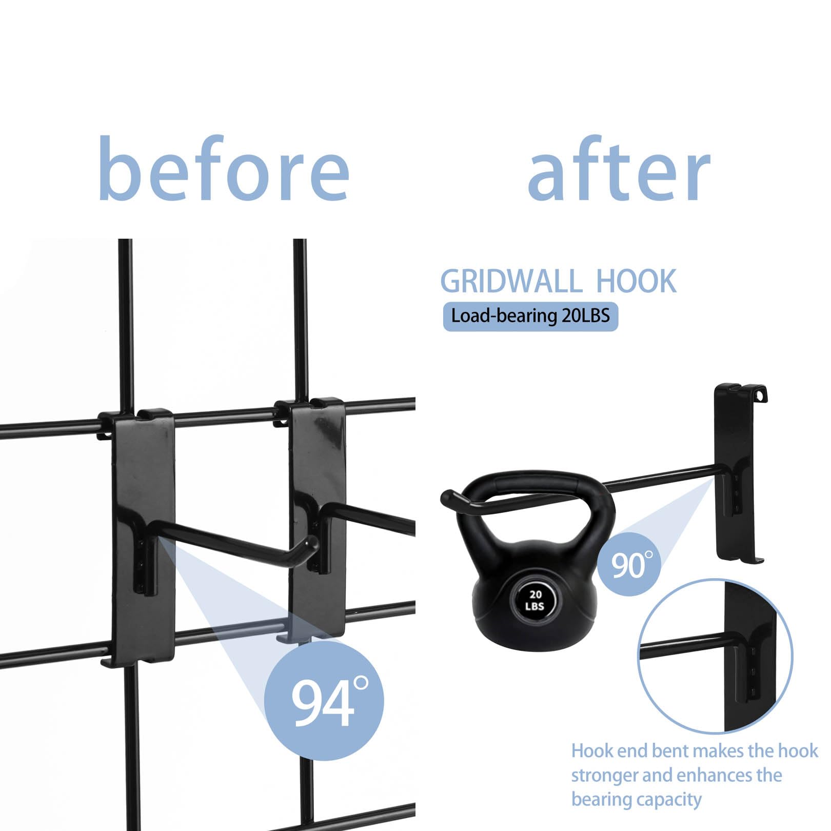 32-Pack 6 Inch Heavy Duty Gridwall Hooks for Retail Display - Black Grid Wall Panel Hooks for Clothing, Jewelry & Accessories Store Organization