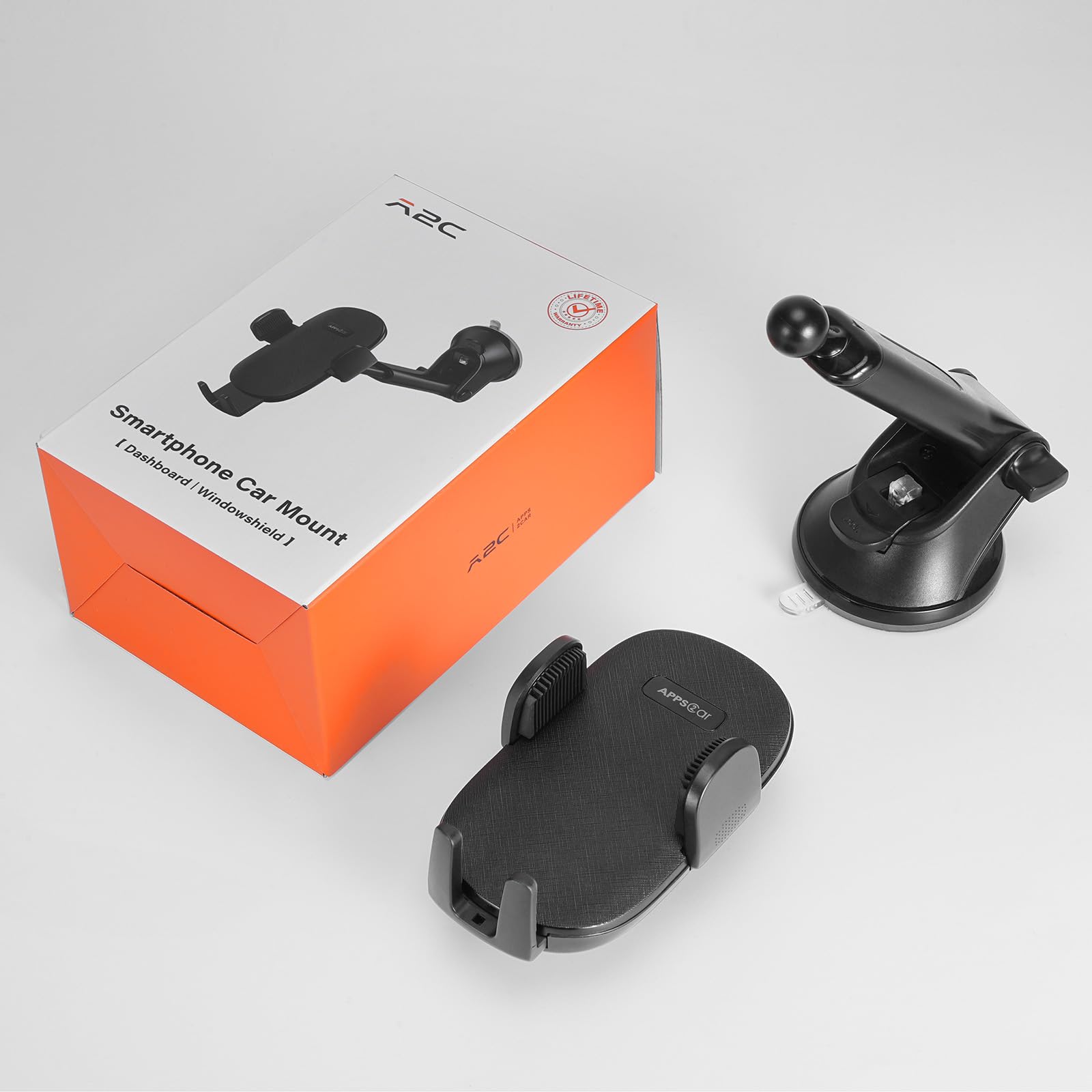 APPS2Car Universal Car Phone Mount Holder - Dashboard & Windshield Compatible for iPhone, Samsung & All Smartphones (Black) - Perfect for GPS Navigation & Hands-Free Driving