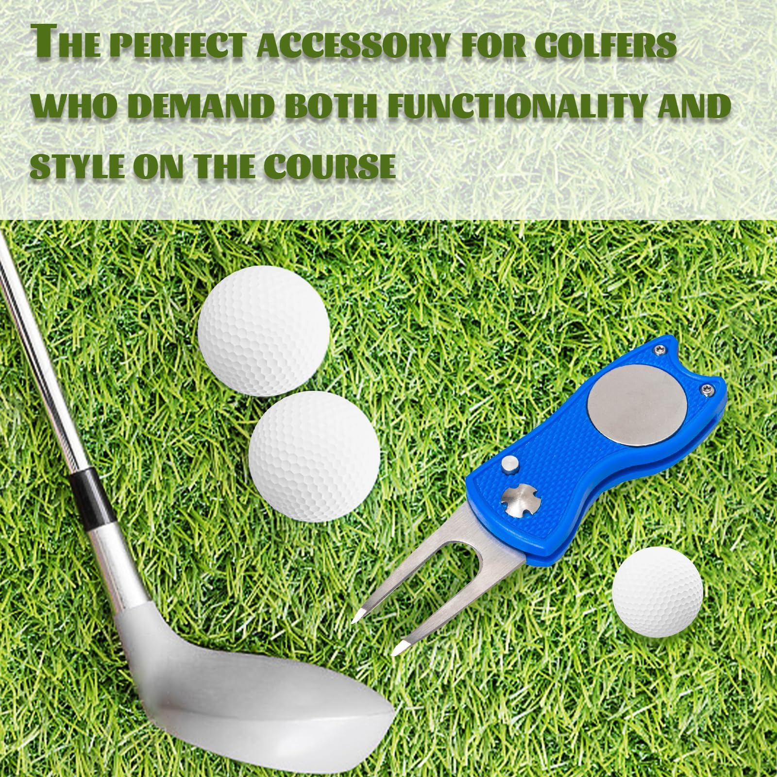 Foldable Golf Divot Repair Tool with Magnetic Ball Marker - Portable Golf Accessories for Course & Practice | Perfect Gift for Golf Lovers