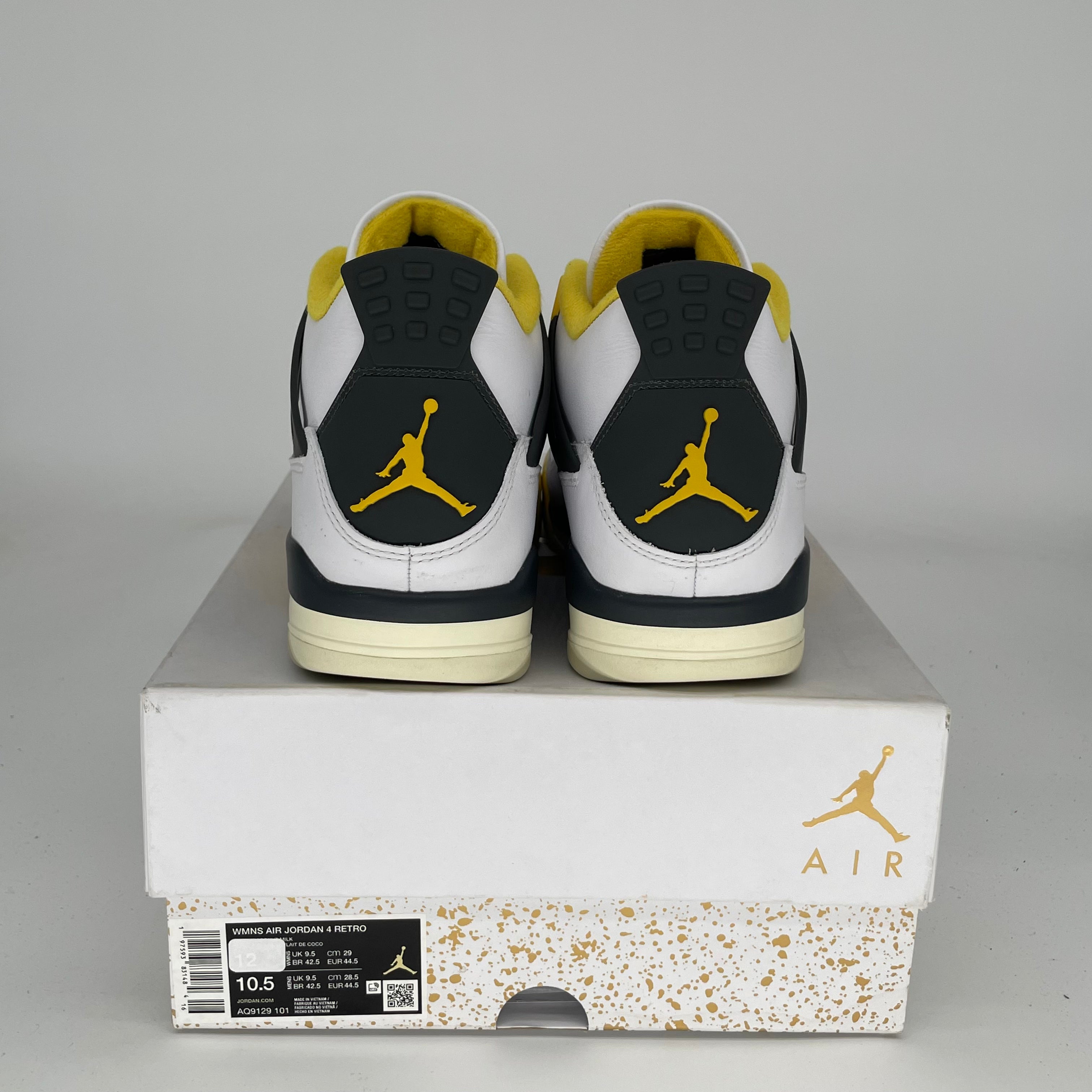**Air Jordan 4 Vivid Sulfur Women's Sneakers - Size 10.5/12W (AQ9129-101) | Retro Basketball Shoes for Women, Streetwear & Casual Fashion**