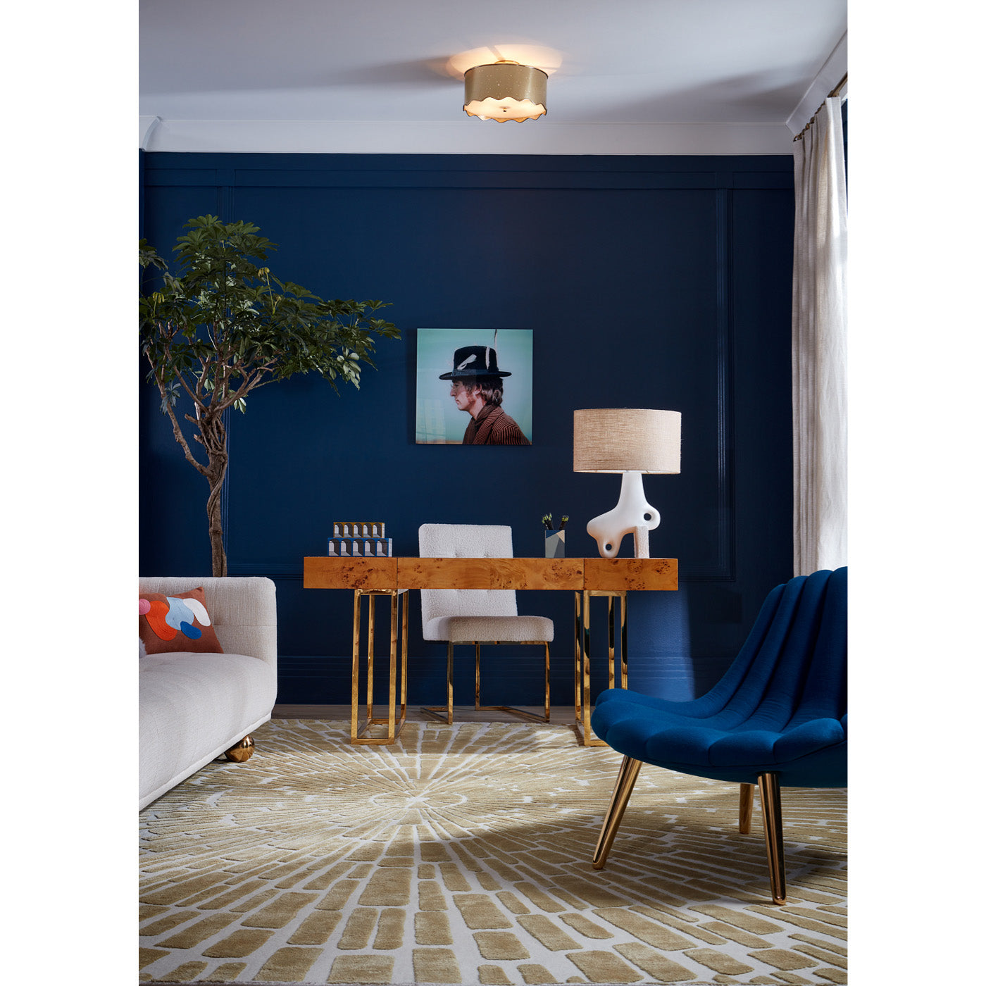 Sunburst Hand Knotted Rug - Premium Bohemian Style Area Rug for Living Room, Bedroom & Dining Room - Soft & Durable Home Decor