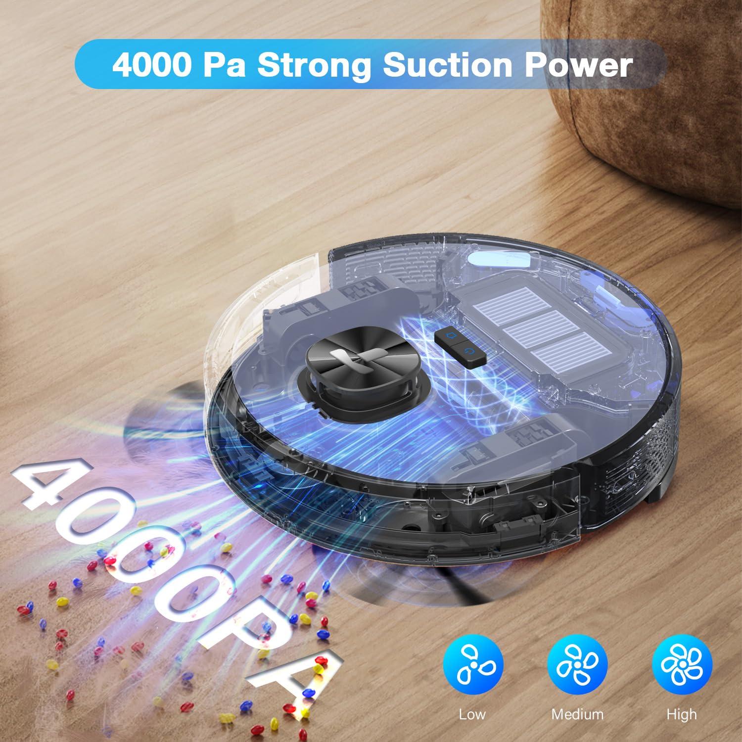 Tikom L9000 Robot Vacuum and Mop Combo with LiDAR Navigation - 4000Pa Strong Suction, 150Min Runtime, Smart Mapping, 14 No-Go Zones - Ideal for Pet Hair, Carpets & Hard Floors (Dark Black) | Perfect for Large Homes, Multi-Surface Cleaning & Busy Families