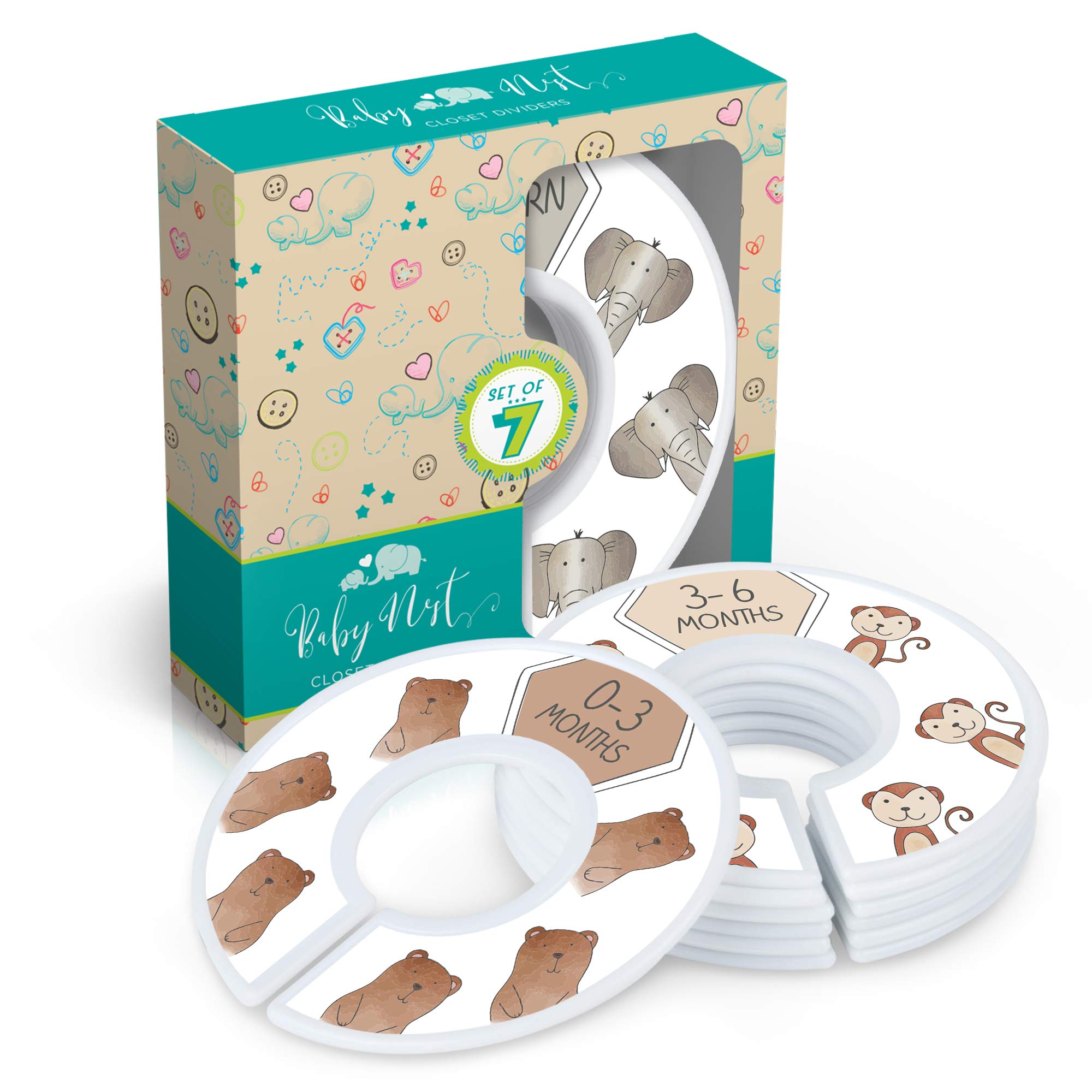 Baby Closet Dividers - 7-Pack Nursery Organizer for Newborn to 24 Months | Boho Style Baby Clothes Size & Age Dividers | Perfect for Nursery Organization & Baby Shower Gifts