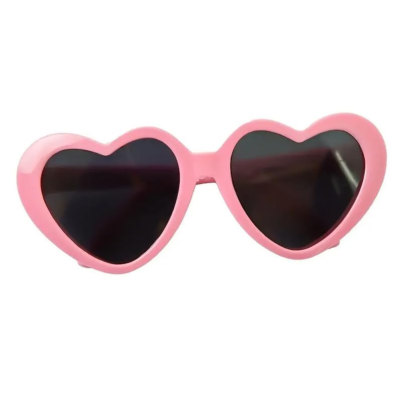 Stylish Pink Heart-Shaped Sunglasses for Small Dogs & Cats - Cute Pet Accessories for Photos, Parties & Outdoor Fun - UV Protection Sun Glasses for Pets