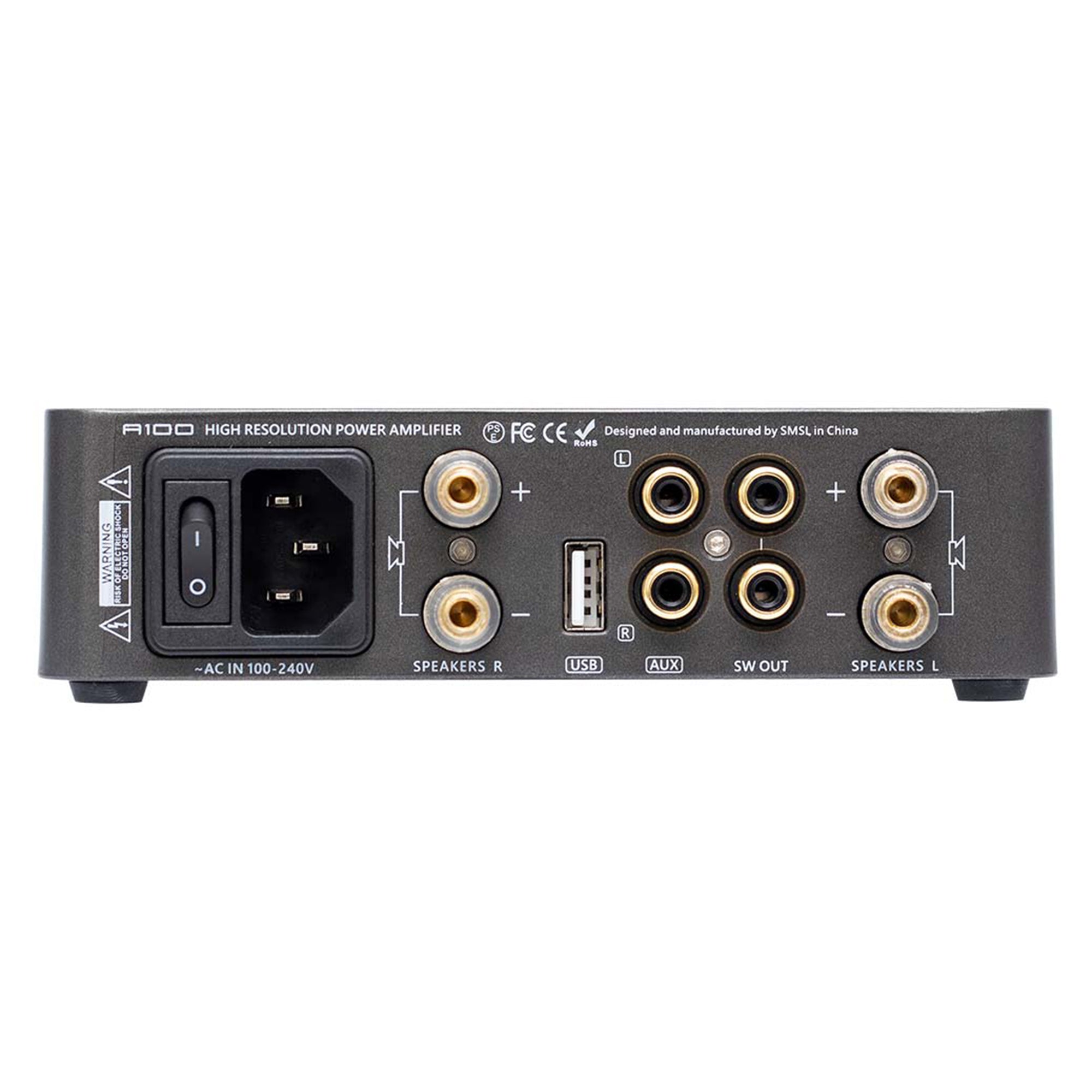 SMSL Audio A100 Bluetooth Power Amplifier - 2.1CH Hi-Fi Stereo Receiver with Wireless Streaming for Home Theater & Music Systems | Perfect for Living Room, Office & Studio Use