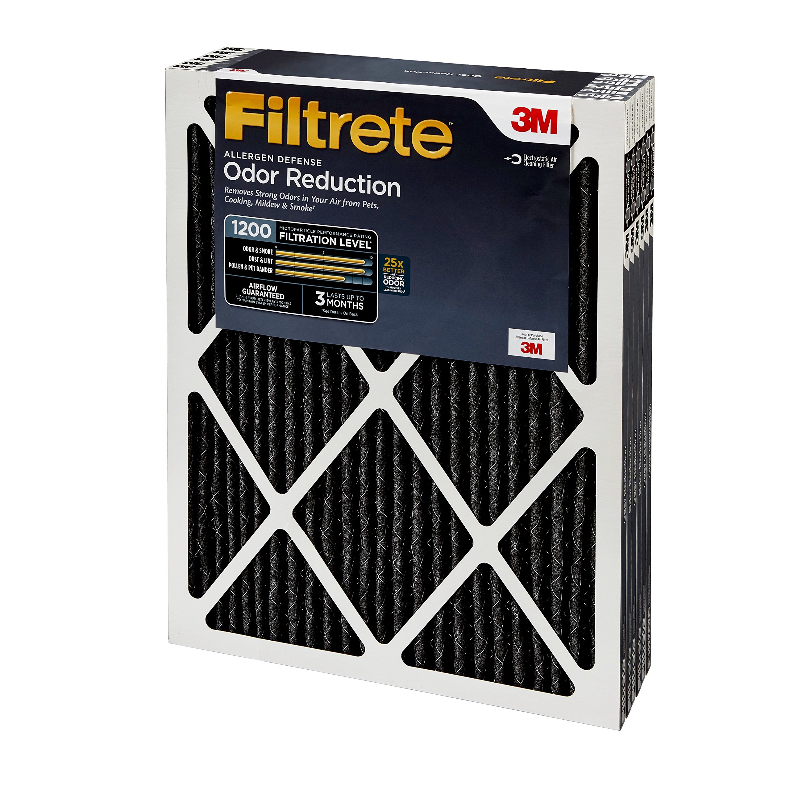 Filtrete 20x20x1 Air Filter MPR 1200 MERV 11 - 6 Pack Allergen Defense & Odor Reduction Pleated HVAC Filters (3-Month Replacement) for Home, Office & Bedroom Air Purification