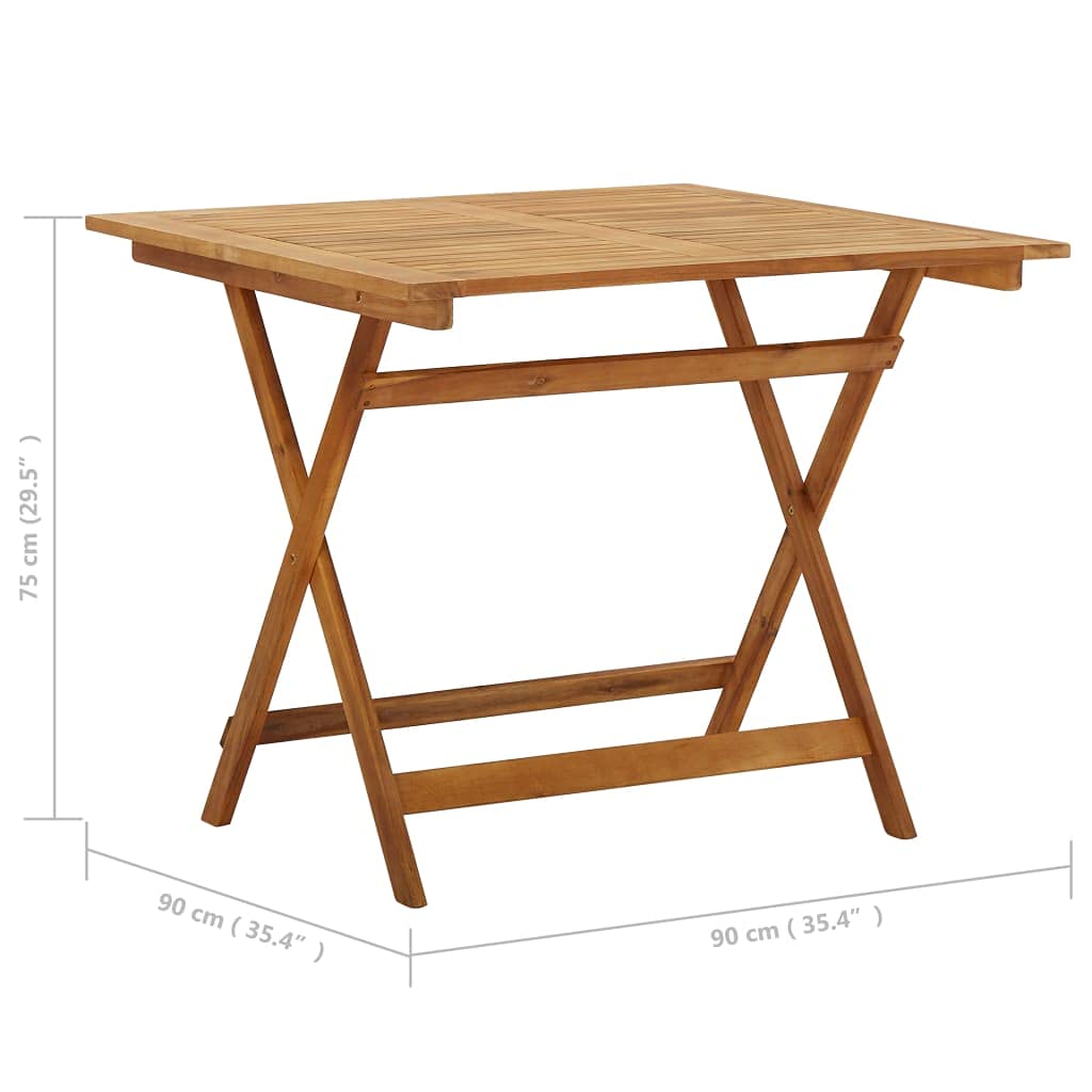 Folding Outdoor Table Solid Acacia Wood Patio Dining Table Garden Courtyard Furniture 35.4