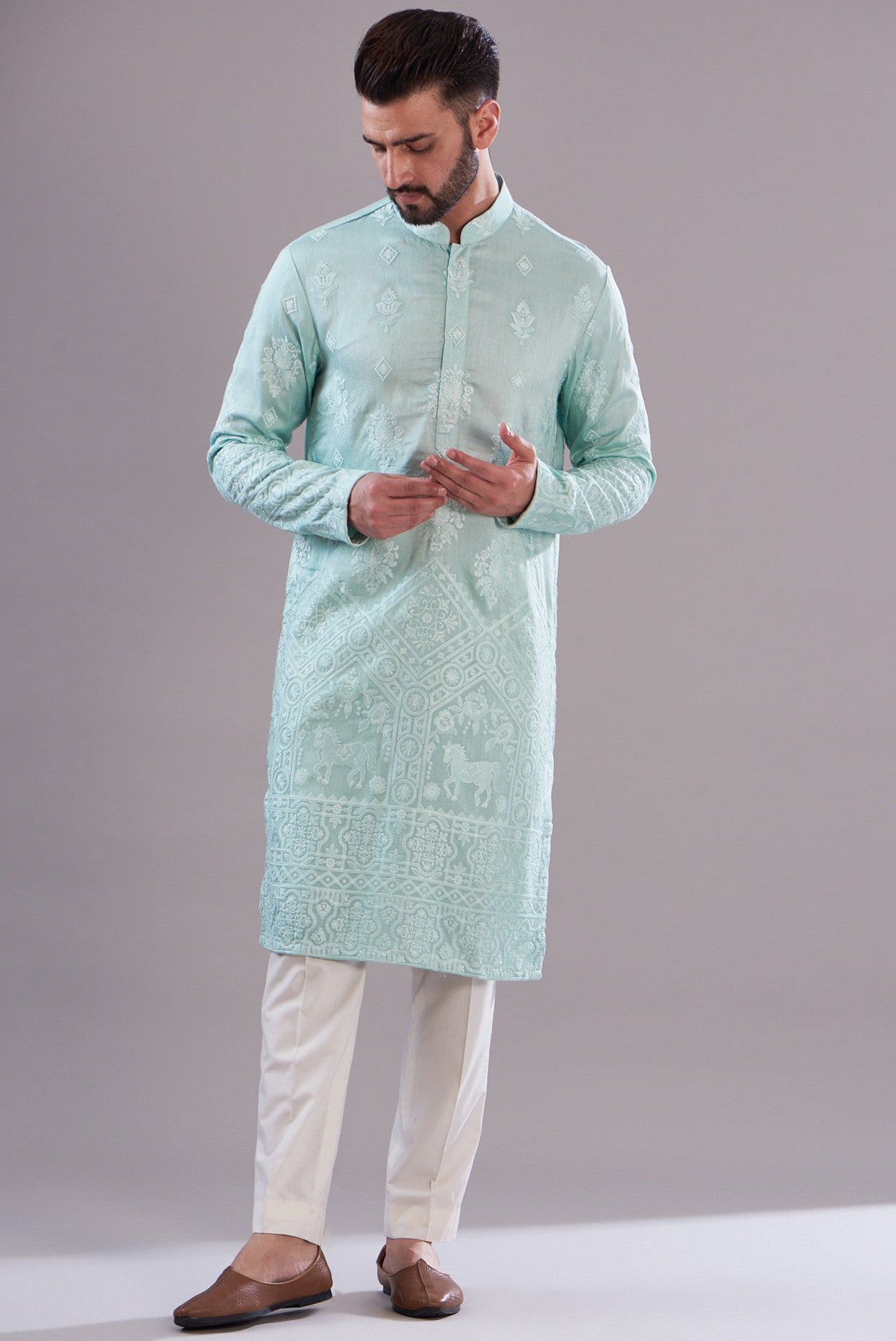 Stylish Powder Blue Embroidered Kurta for Women | Traditional Indian Ethnic Wear | Perfect for Festivals, Weddings & Casual Outings