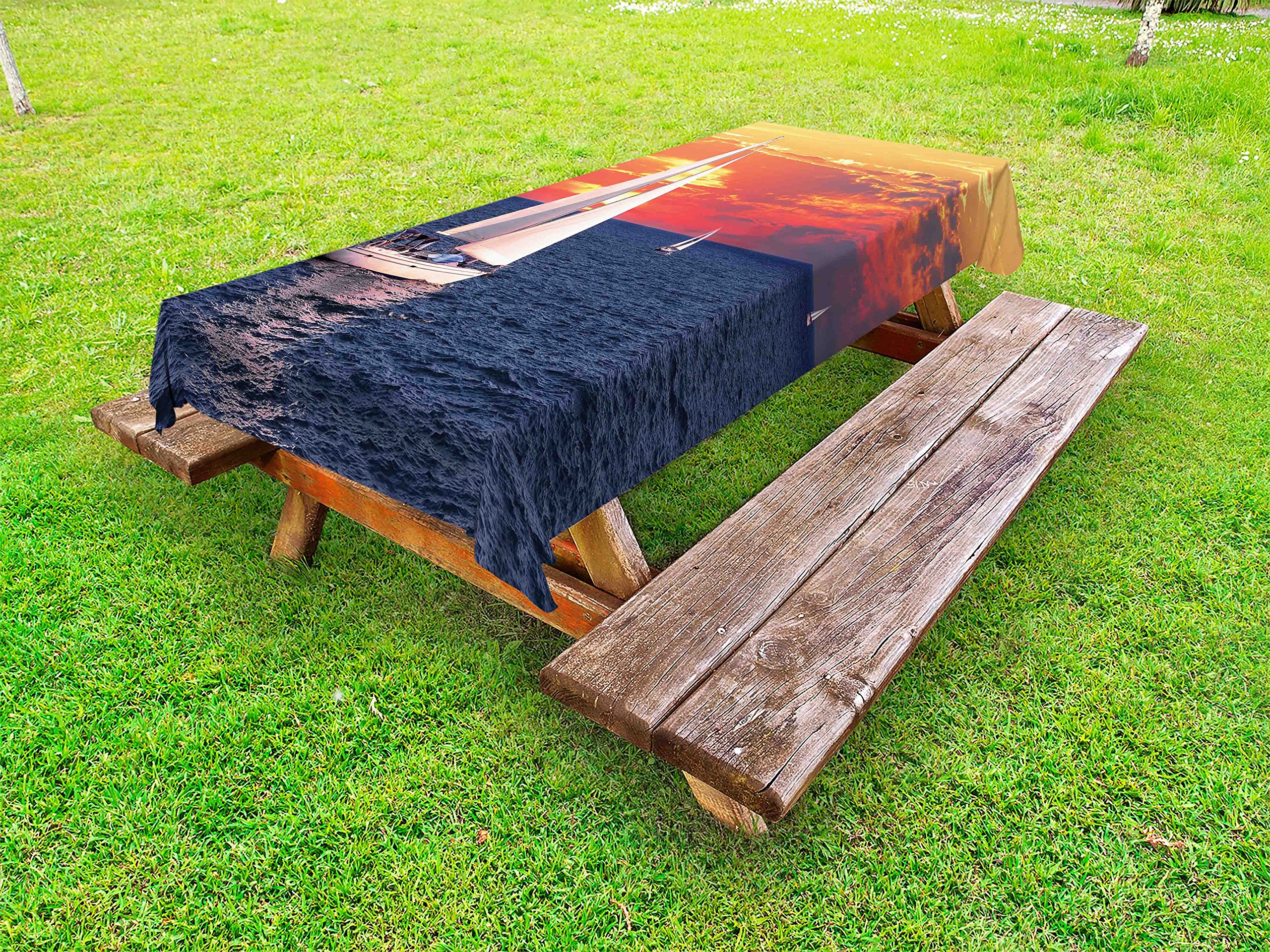 Ambesonne Sailboat Outdoor Tablecloth - Waterproof Washable Picnic Table Cover 58