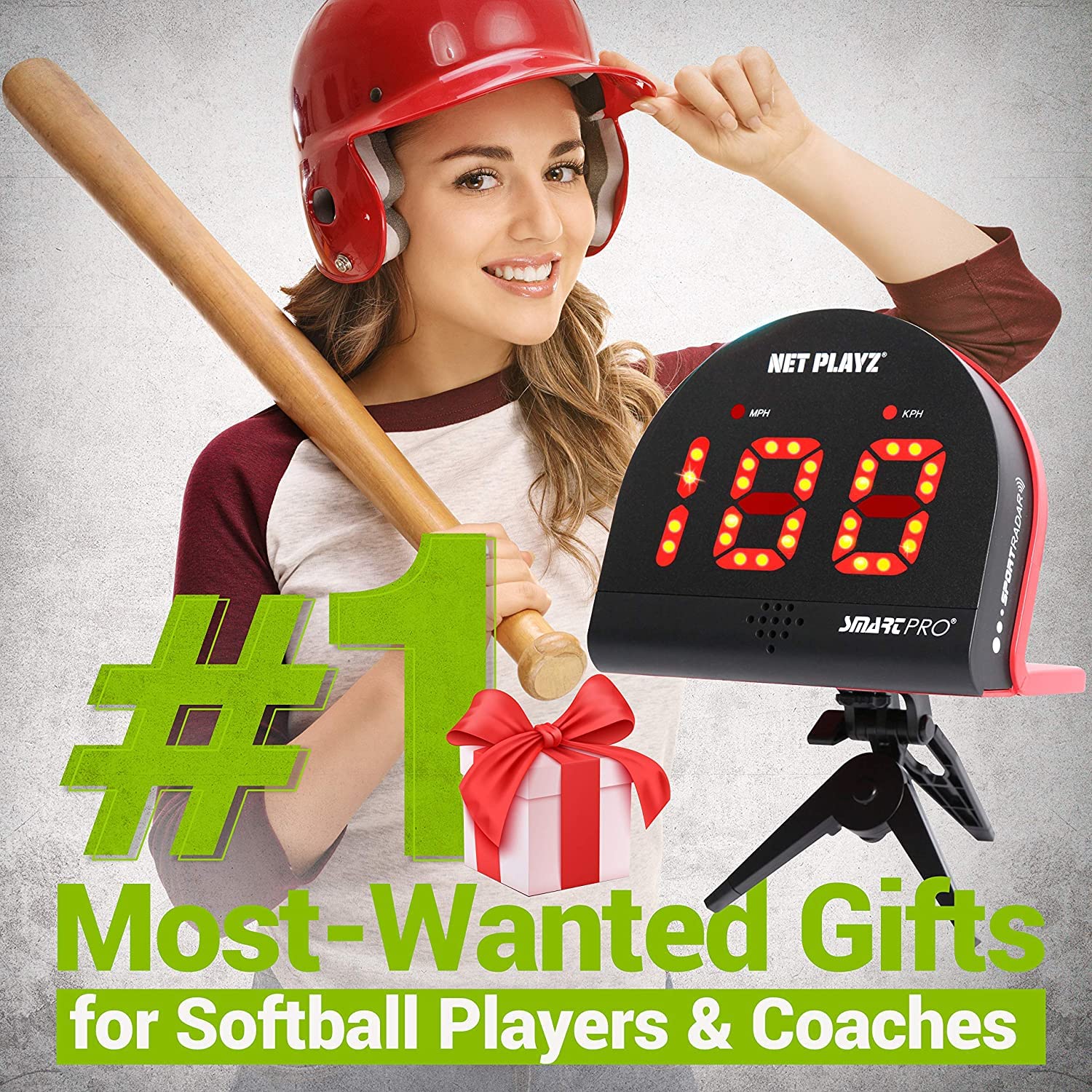 NetPlayz Softball Radar Speed Sensor - Hands-Free Training Equipment for Pitching & Batting | High-Tech Baseball/Softball Training Gear & Gadgets for Players & Coaches | Perfect for Practice, Games & Performance Tracking (Black, NIS022132033)
