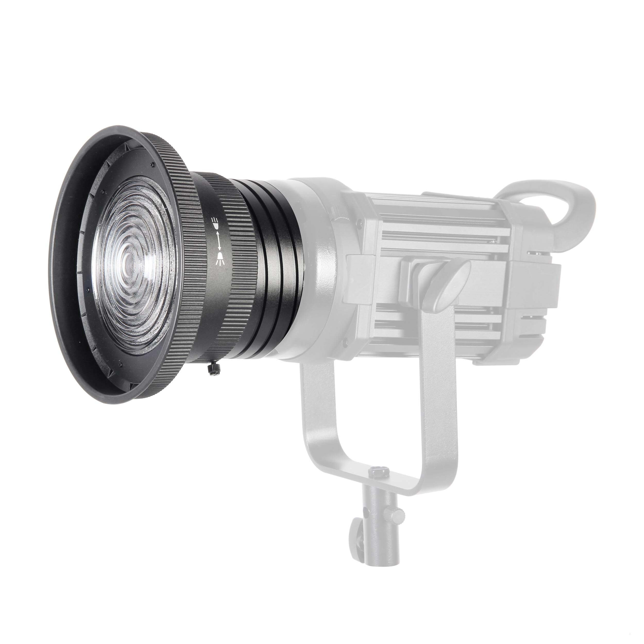 PIXAPRO Optical Fresnel Lens with Adjustable Barn Doors - S Type Fitting for Studio Lighting & Photography - Perfect for Portrait, Product, and Stage Lighting